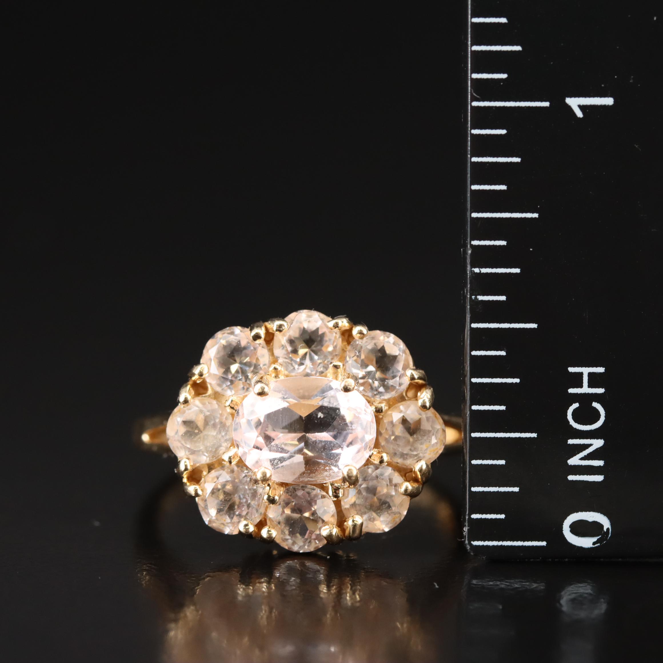 14K Morganite Halo Ring