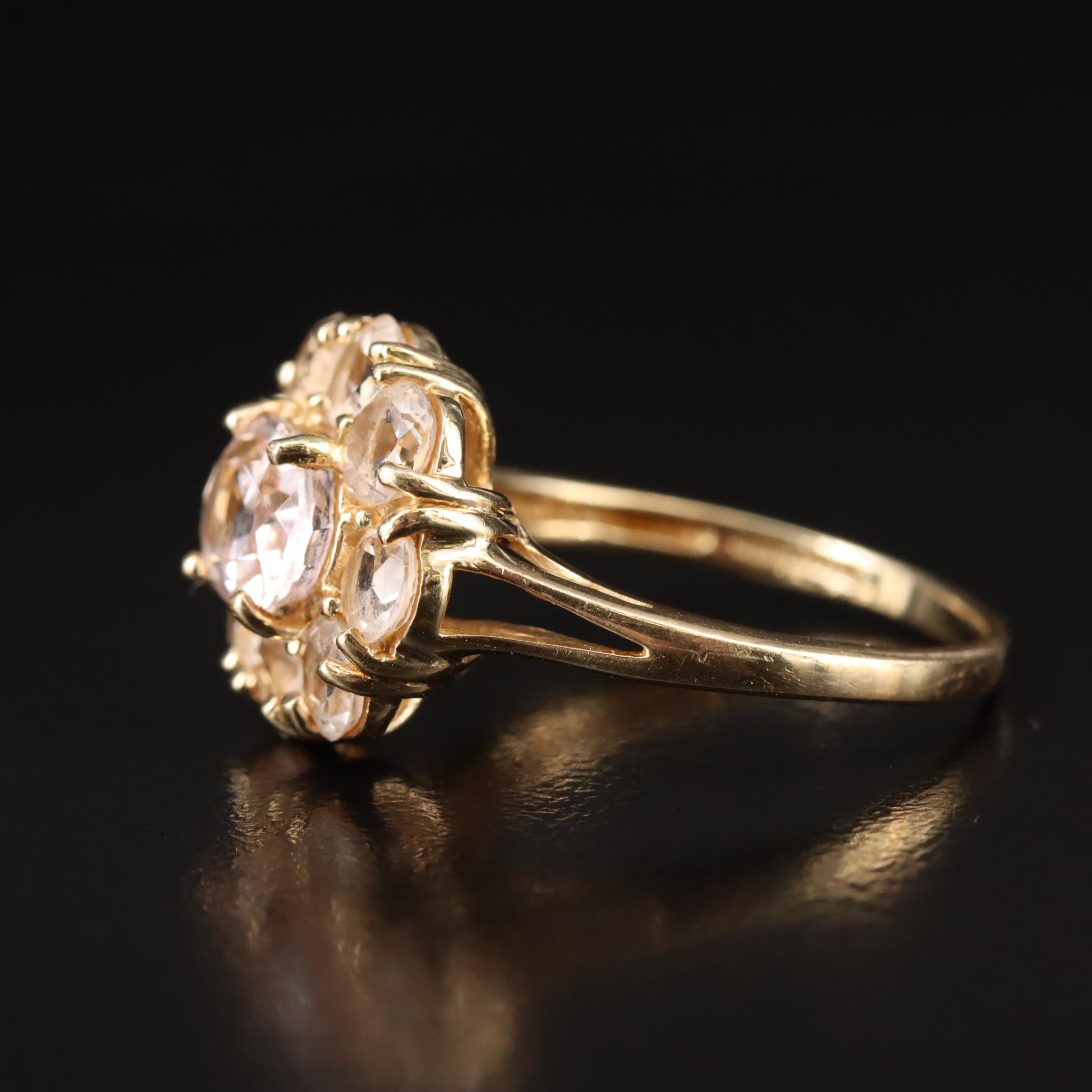 14K Morganite Halo Ring