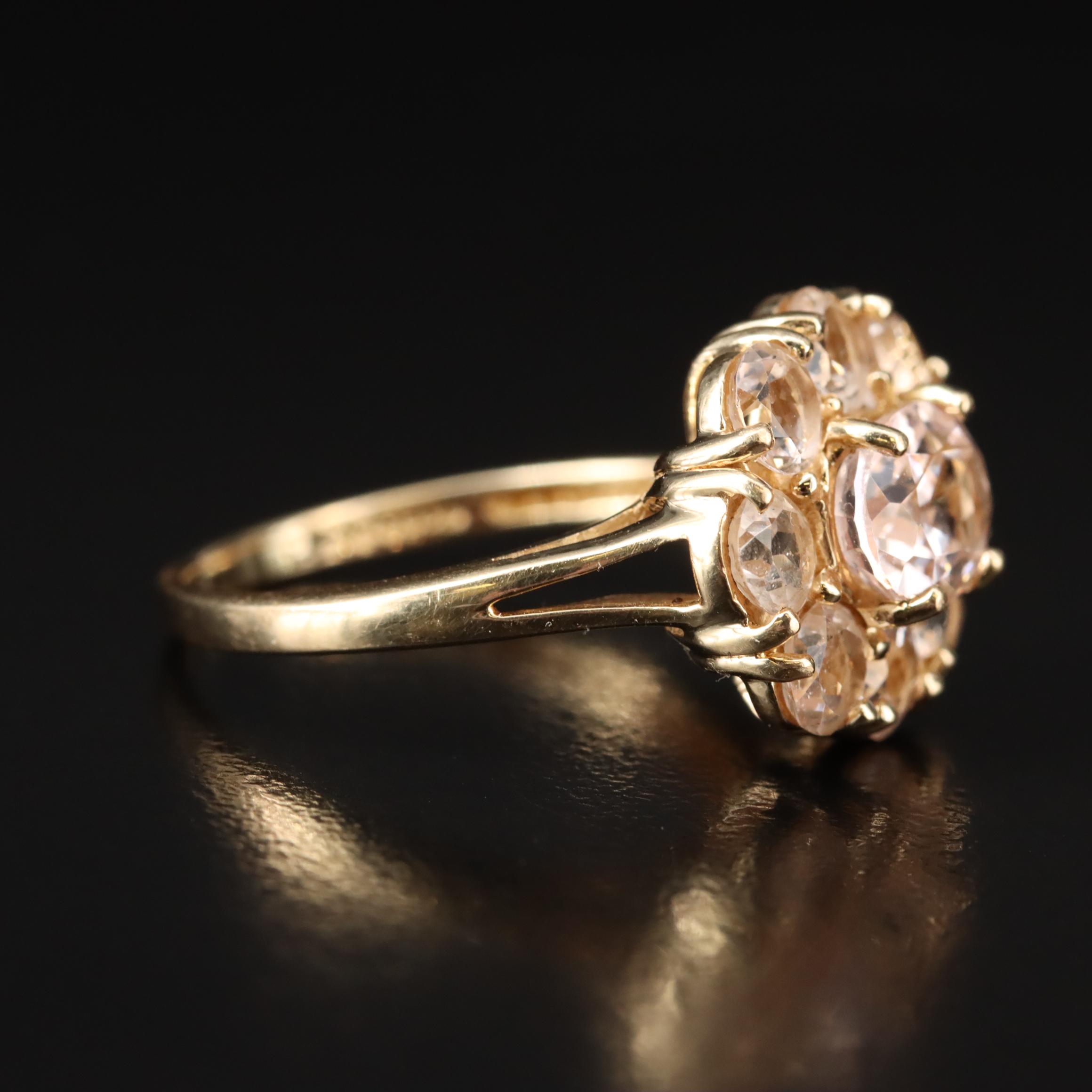14K Morganite Halo Ring