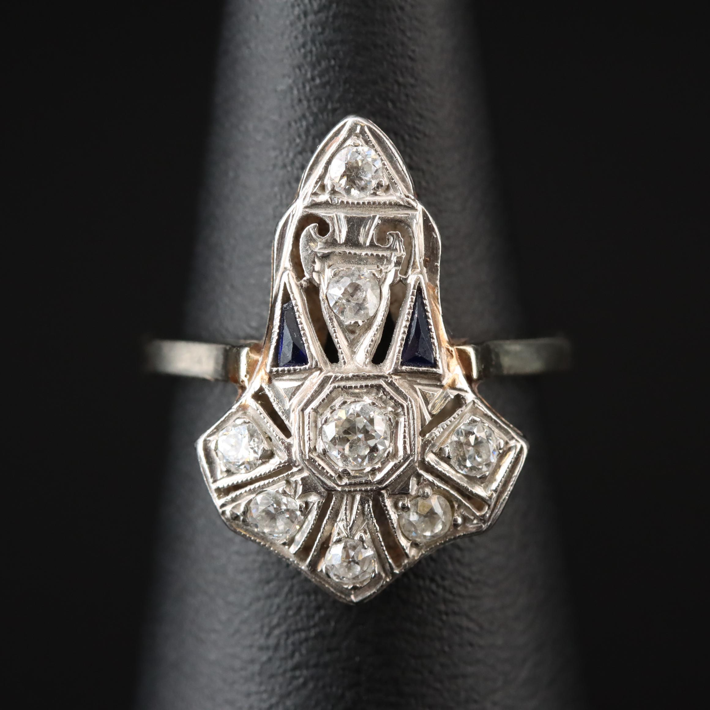 Art Deco Platinum and 14K 0.67 CTW Diamond  Ring