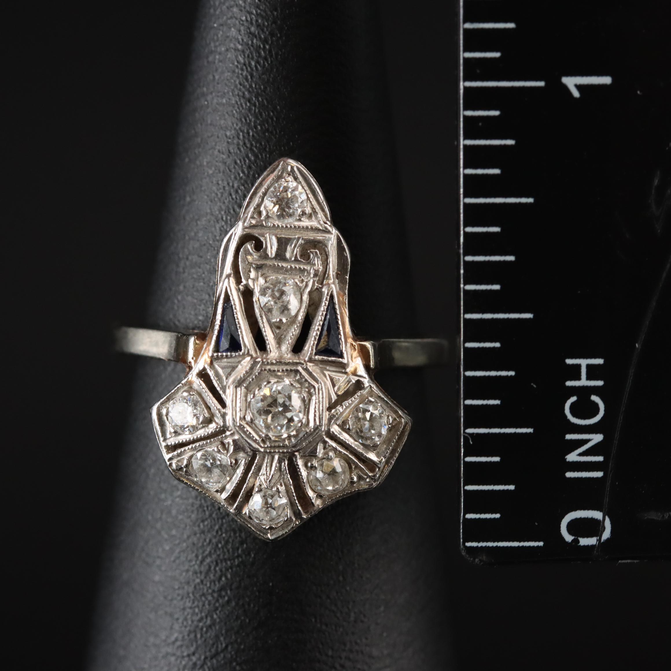 Art Deco Platinum and 14K 0.67 CTW Diamond  Ring
