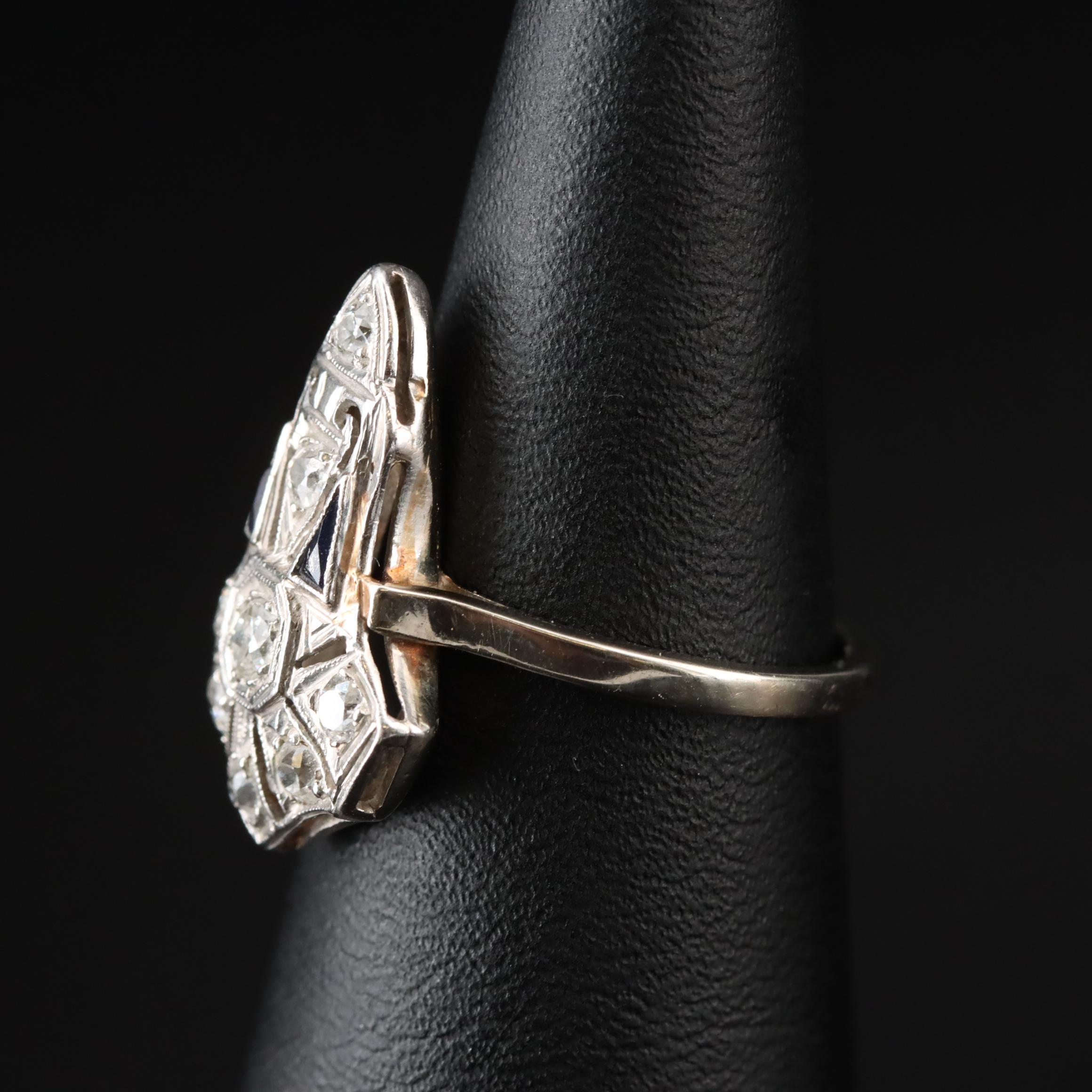 Art Deco Platinum and 14K 0.67 CTW Diamond  Ring