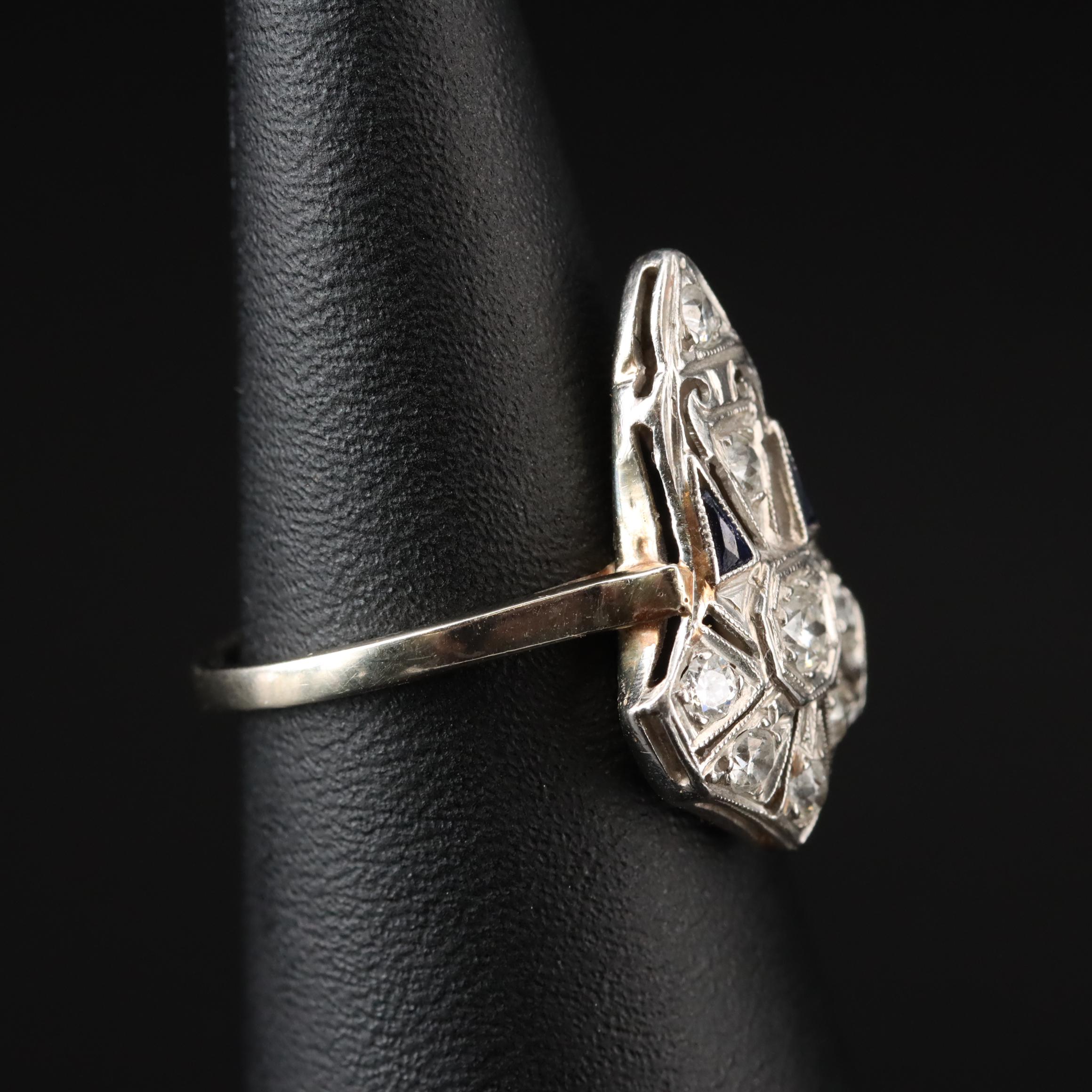 Art Deco Platinum and 14K 0.67 CTW Diamond  Ring