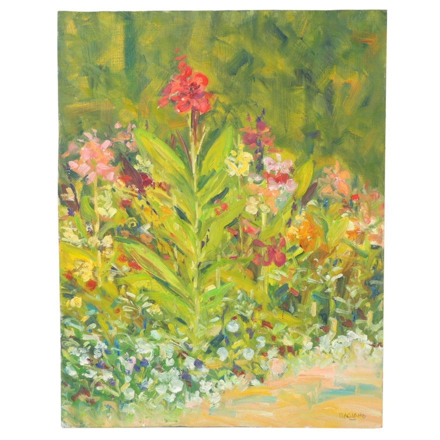 Bob Ragland Plein Air Landscape Oil Painting of Wildflowers, 1989