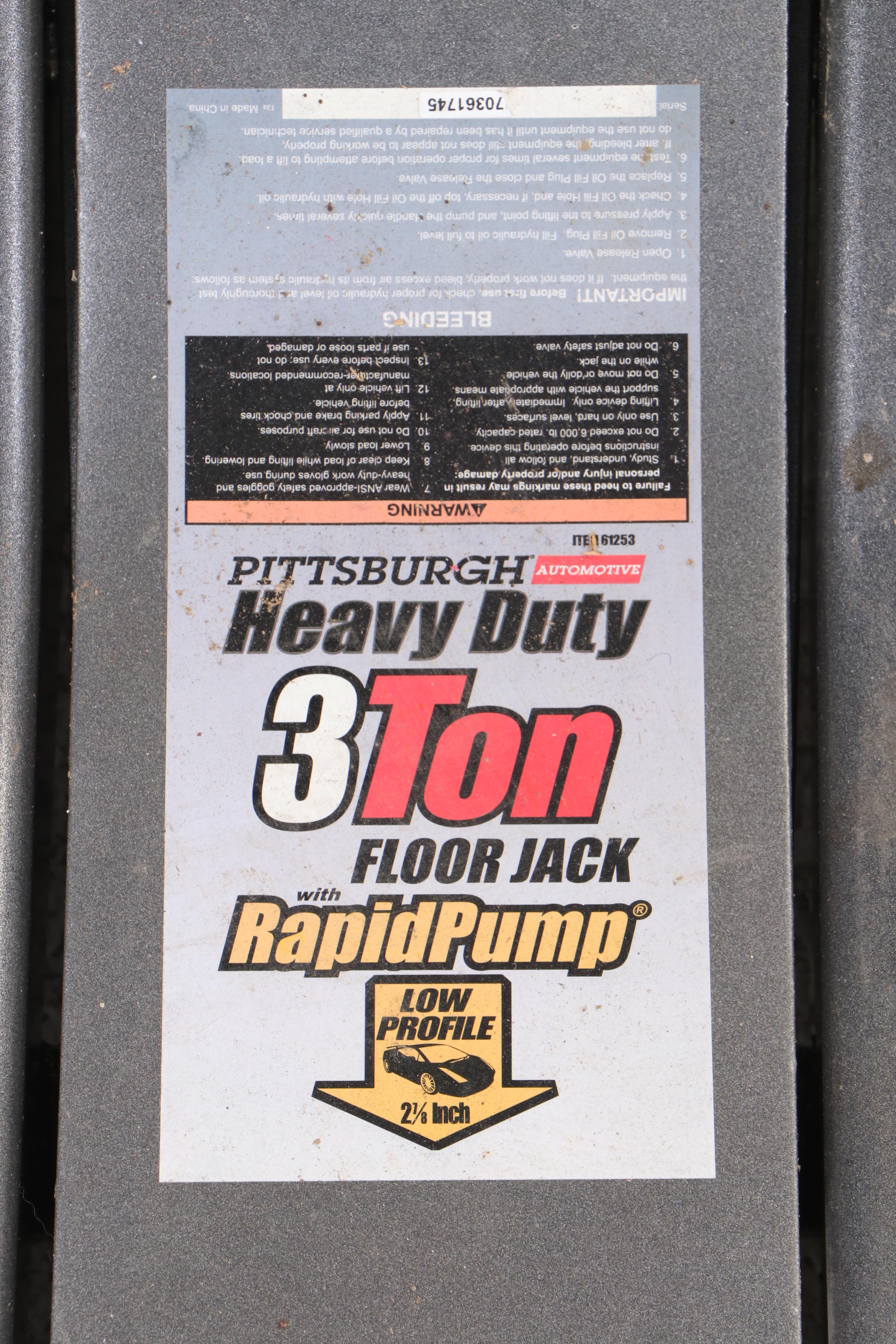 Pittsburgh 3-Ton Heavy Duty Low Profile Pump Floor Jack