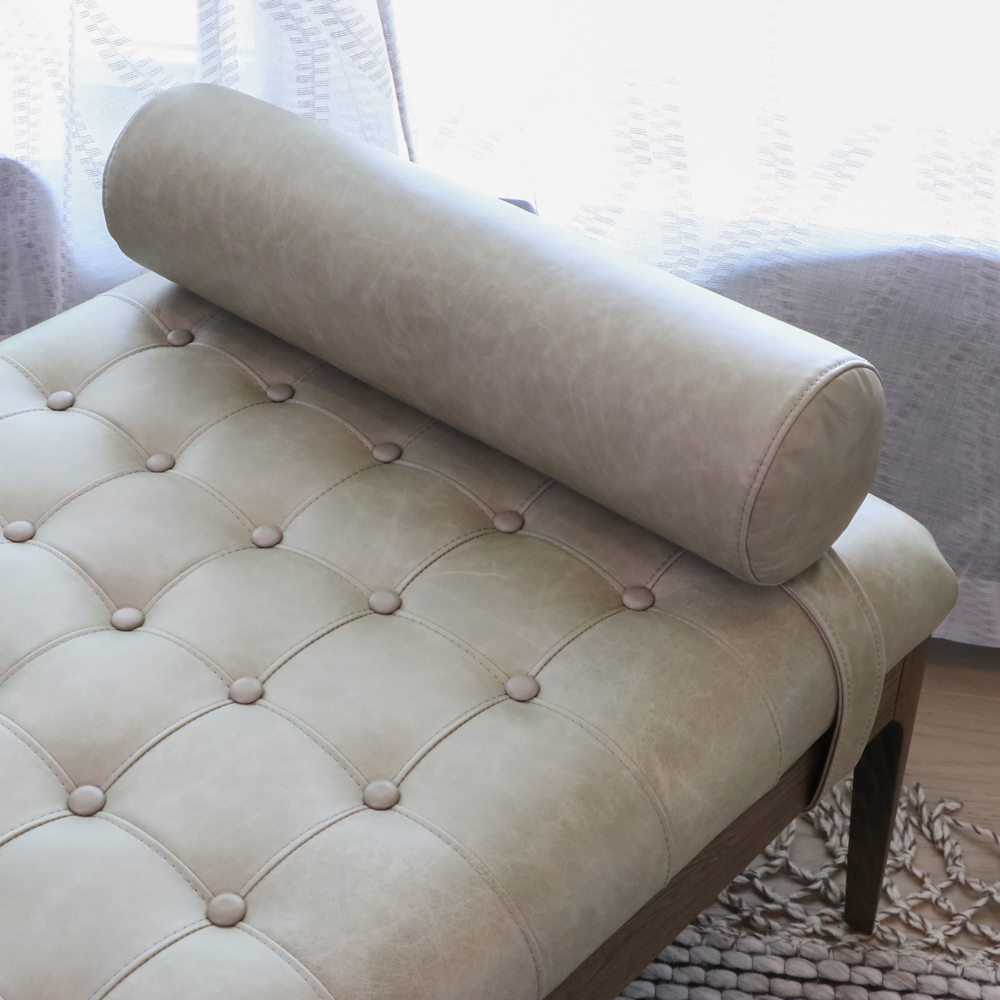 Four Hands "Joanna" Danish Modern Style Leather and Hardwood Bench