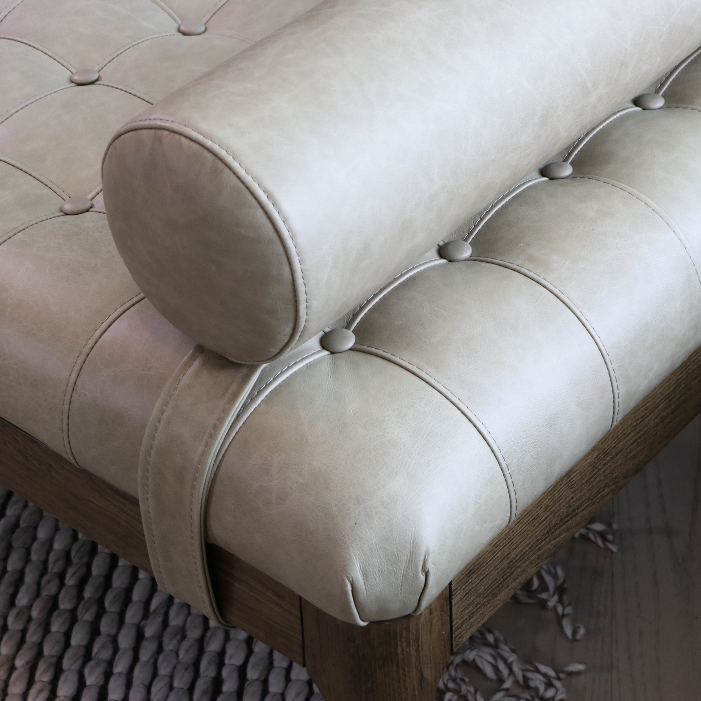 Four Hands "Joanna" Danish Modern Style Leather and Hardwood Bench