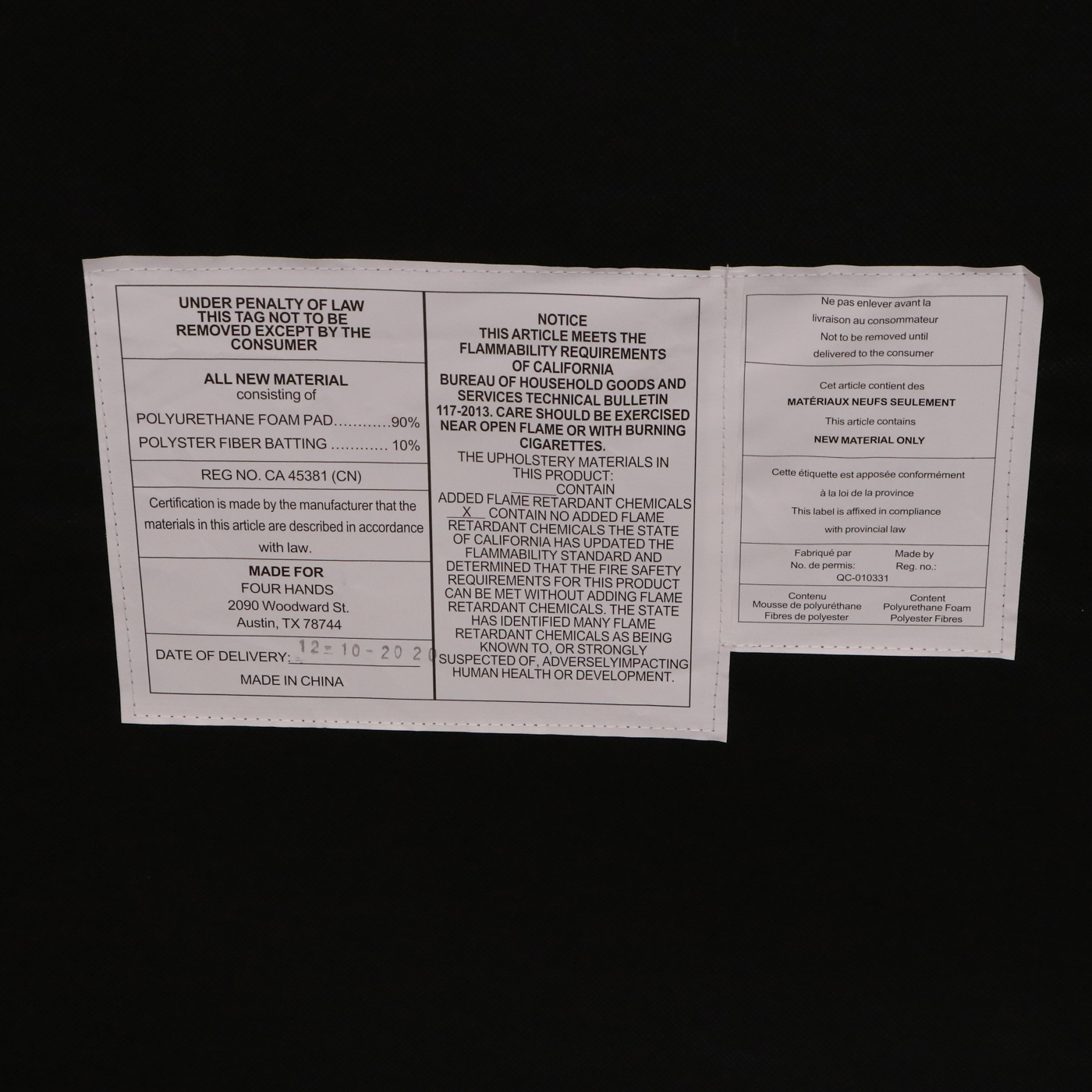 Four Hands "Joanna" Danish Modern Style Leather and Hardwood Bench