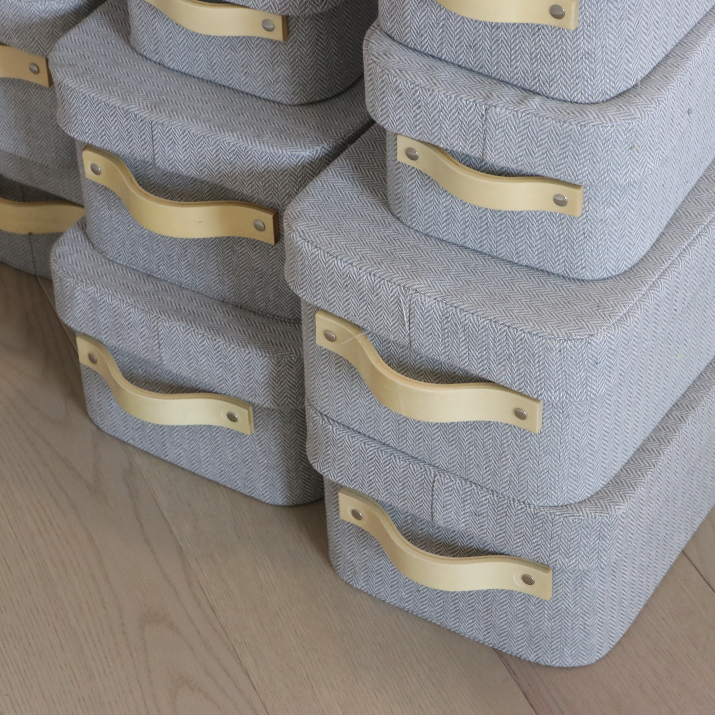 Fifteen Cloth-Covered Storage Boxes