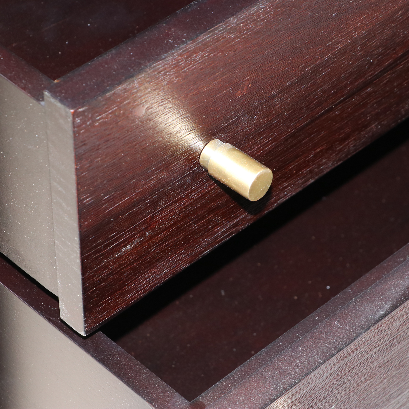 Pair of Crate & Barrel "Keane" Espresso Wood Charging Nightstands