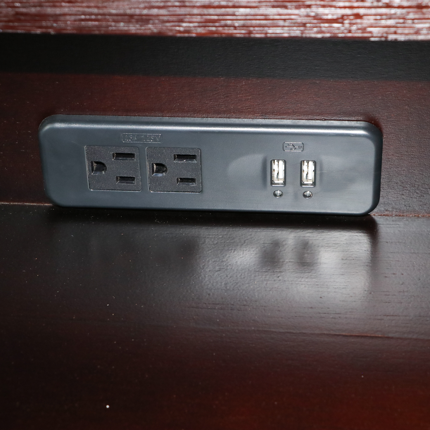 Pair of Crate & Barrel "Keane" Espresso Wood Charging Nightstands