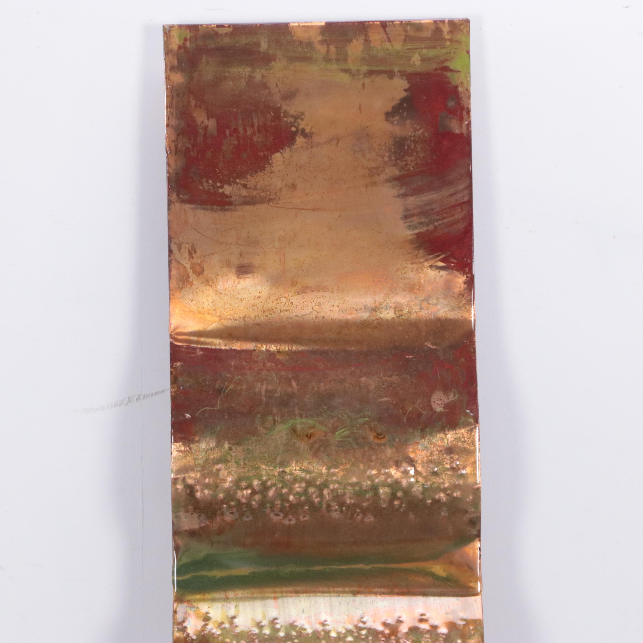 Ken Rausch Large-Scale Abstract Mixed Media Painting on Copper Panel "Sage"