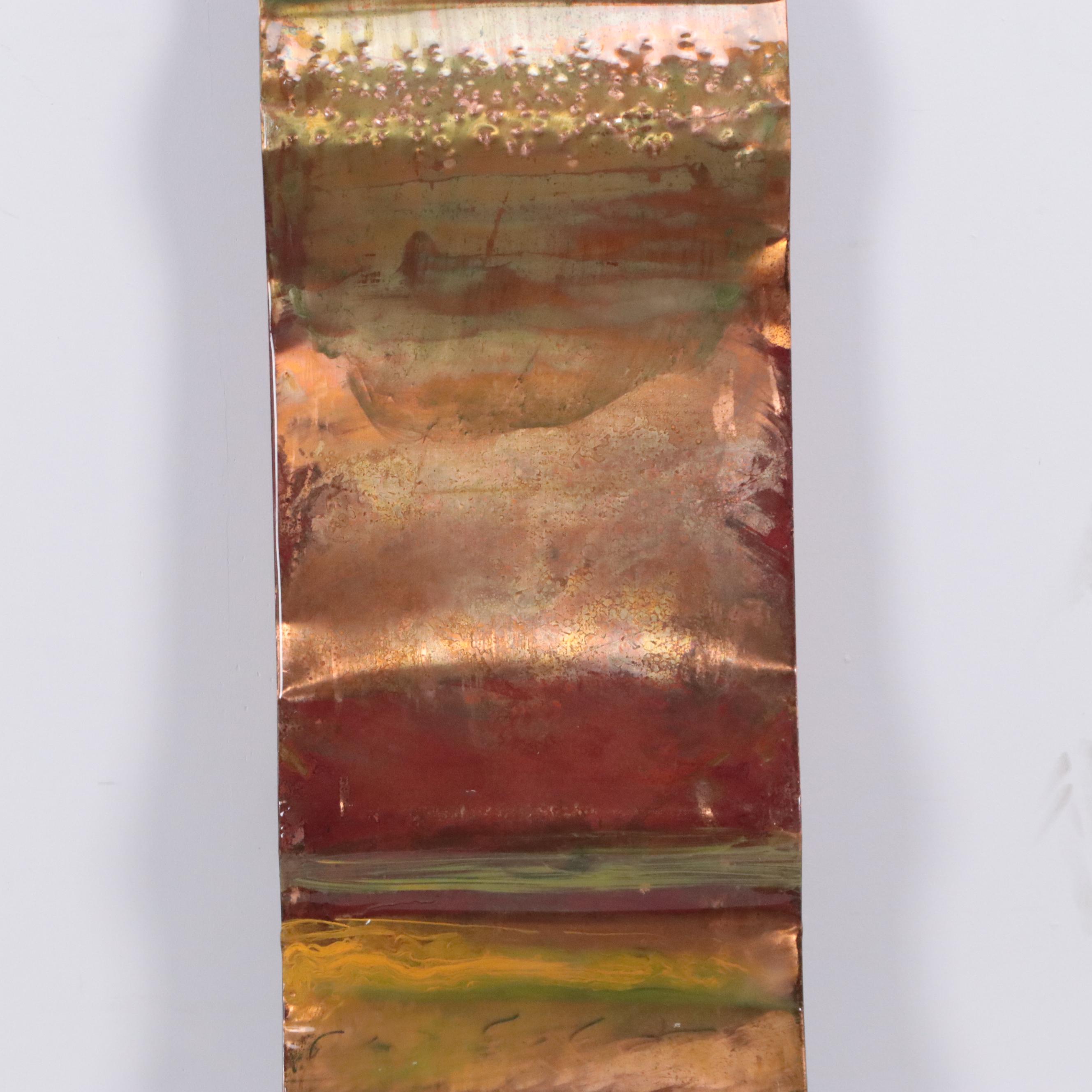 Ken Rausch Large-Scale Abstract Mixed Media Painting on Copper Panel "Sage"