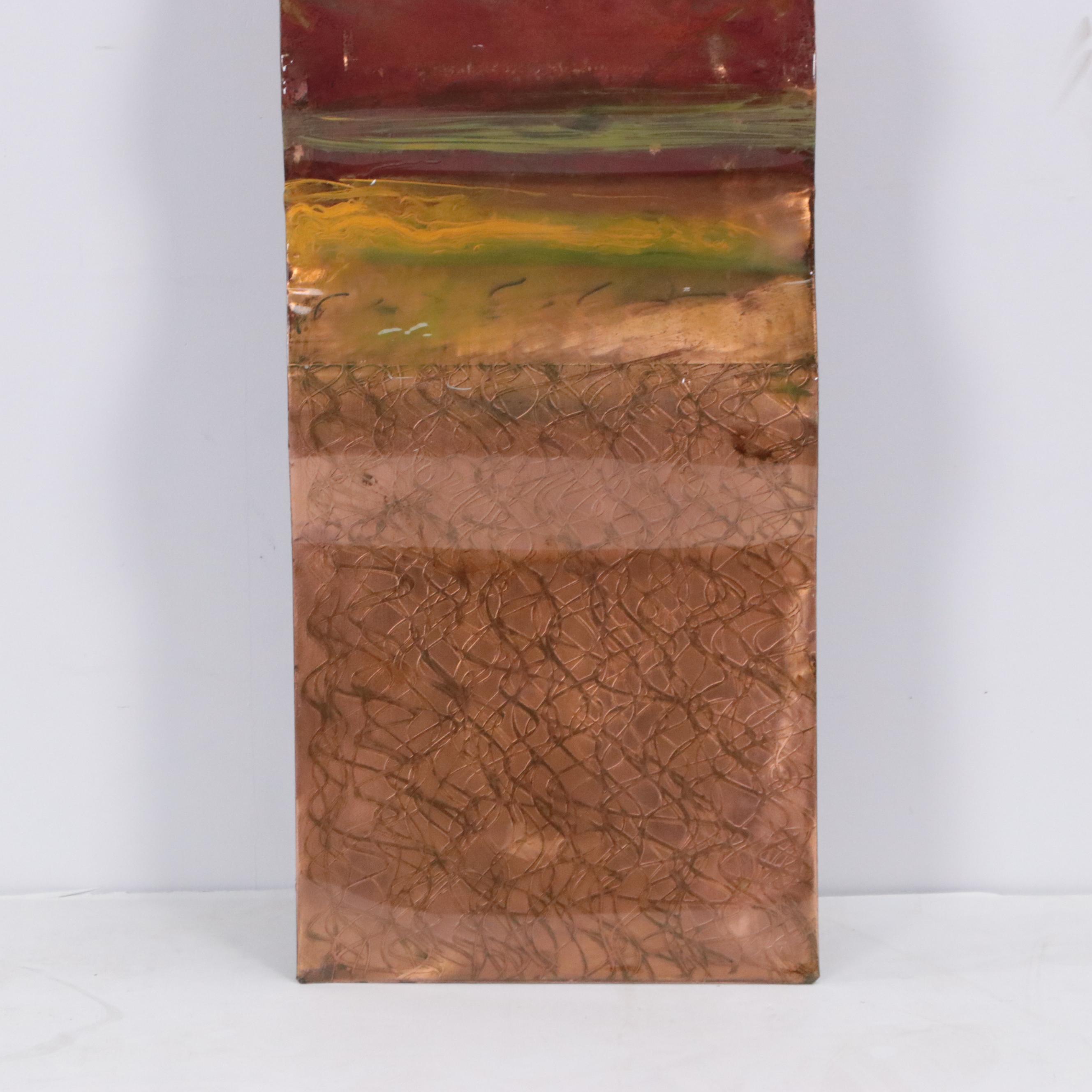 Ken Rausch Large-Scale Abstract Mixed Media Painting on Copper Panel "Sage"