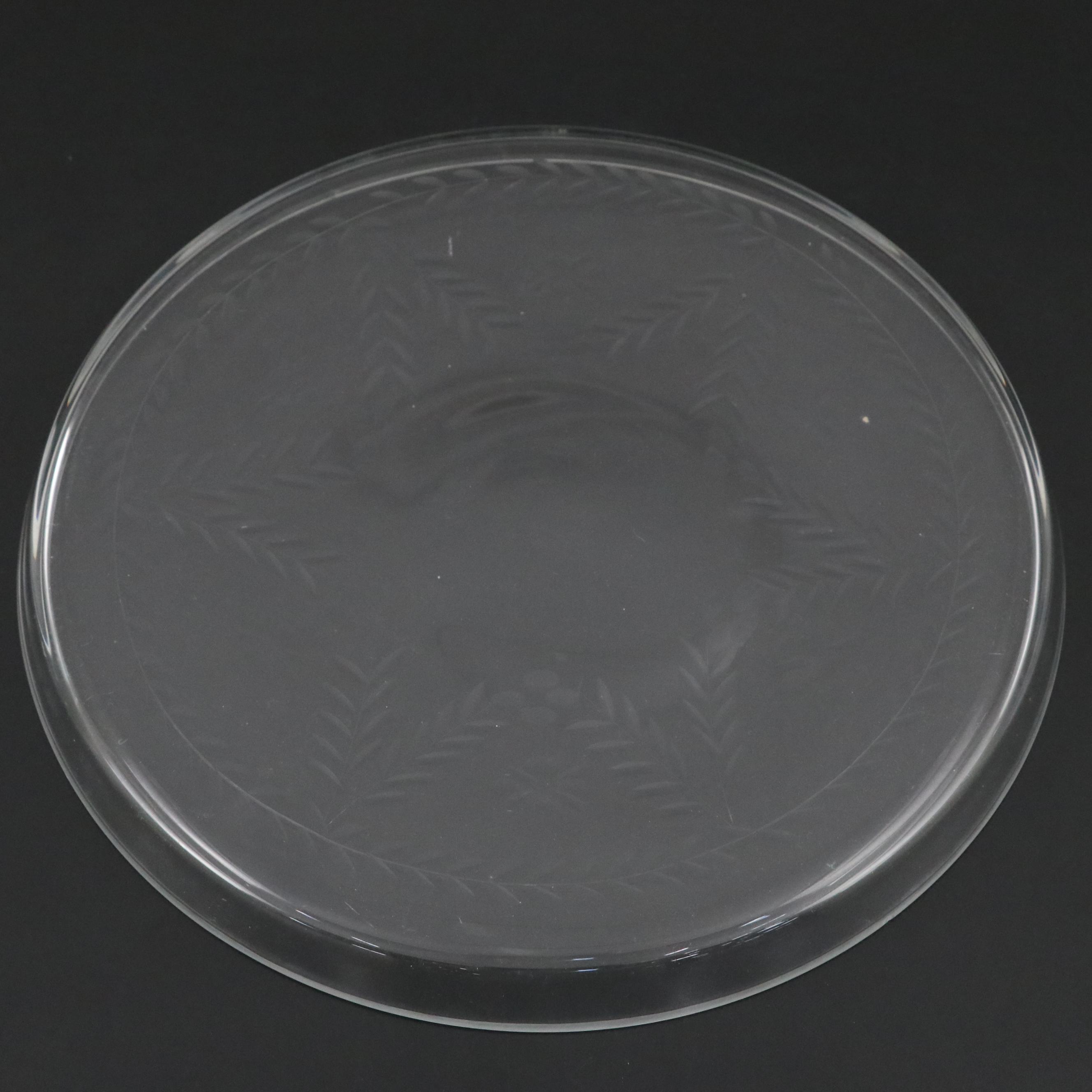 Floral Cut Glass Decanter, Vase, and Platter, 20th Century