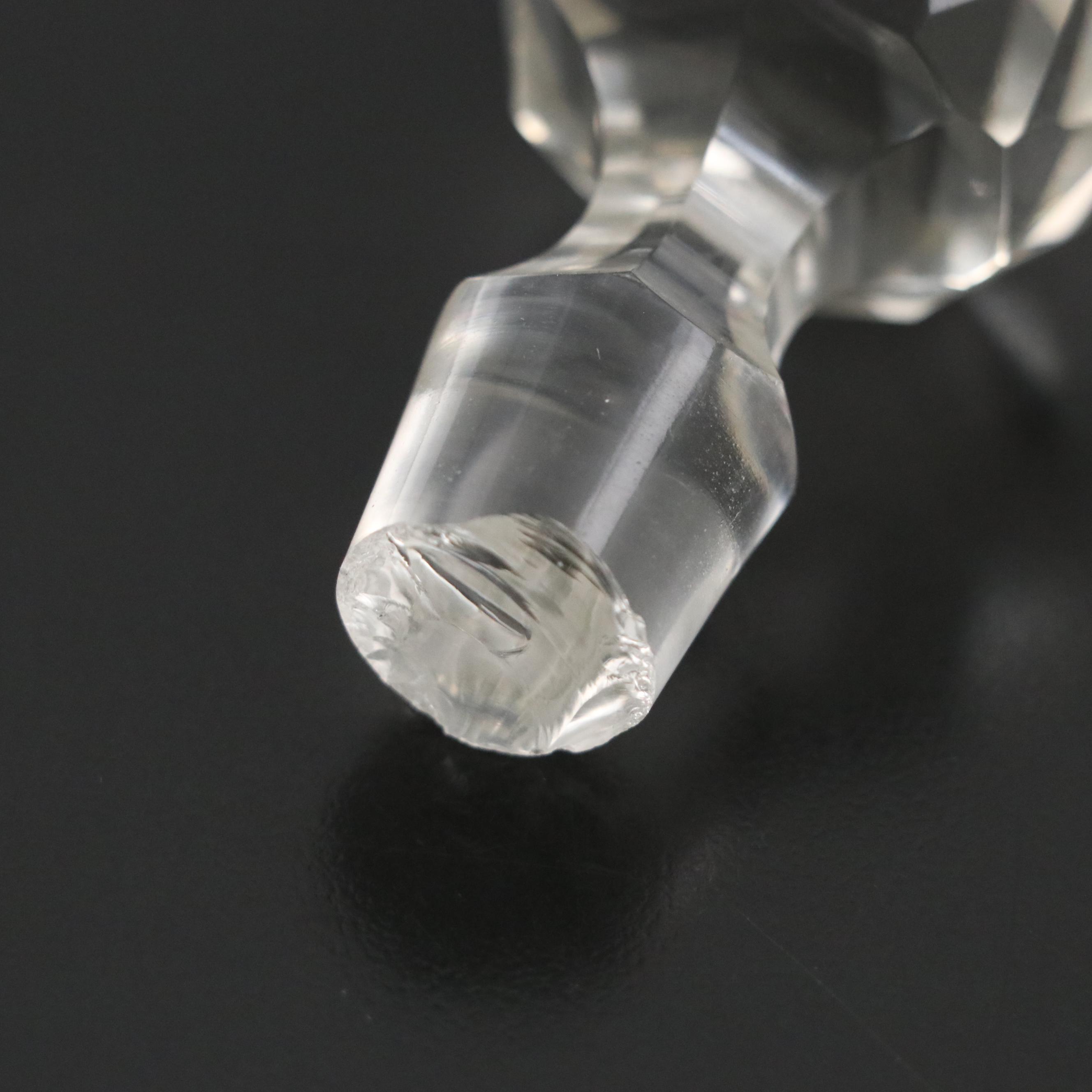 Floral Cut Glass Decanter, Vase, and Platter, 20th Century