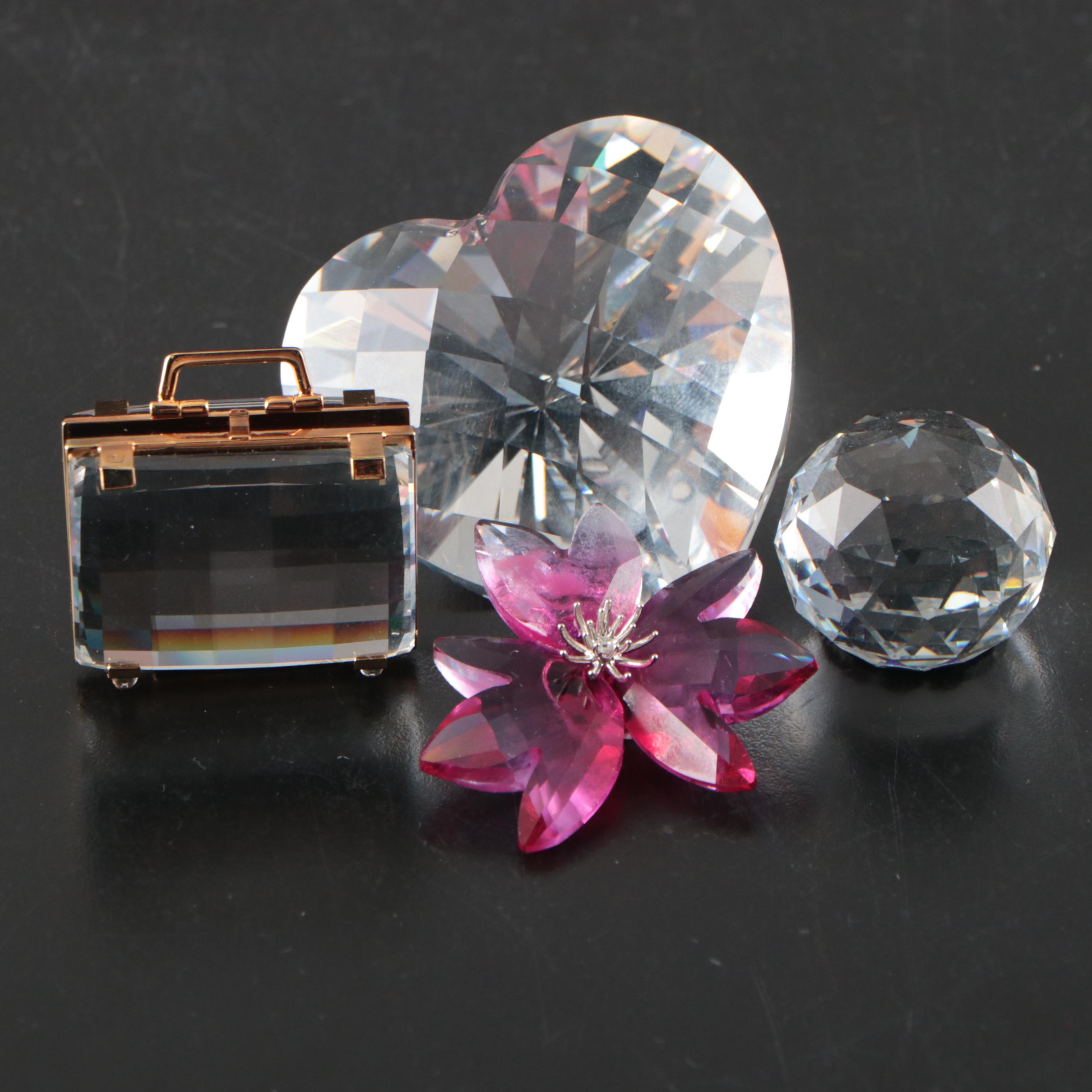 Swarovski Crystal Heart Paperweight with More Crystal Paperweights