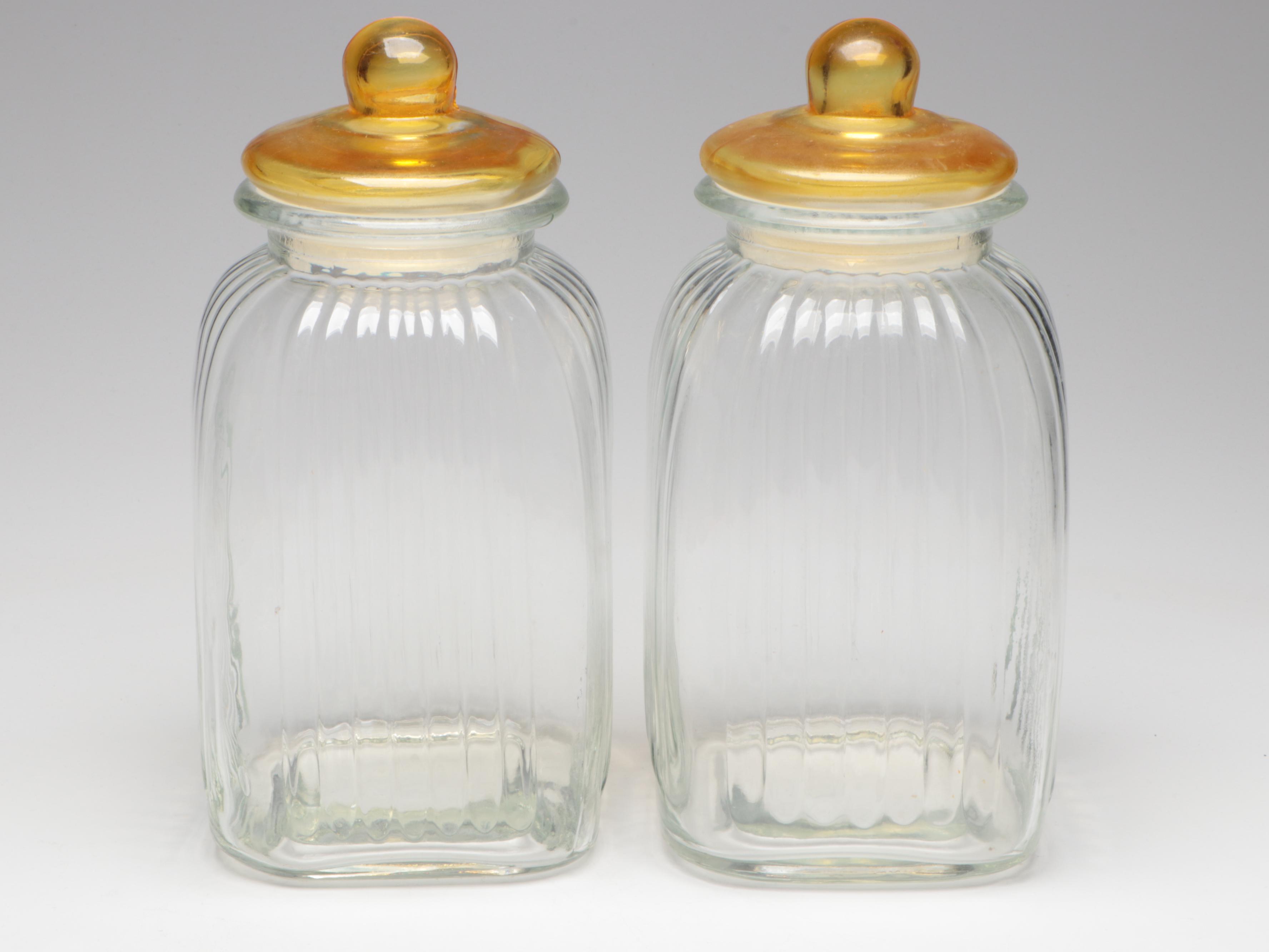 Yellow Top Glass Food Canister Set