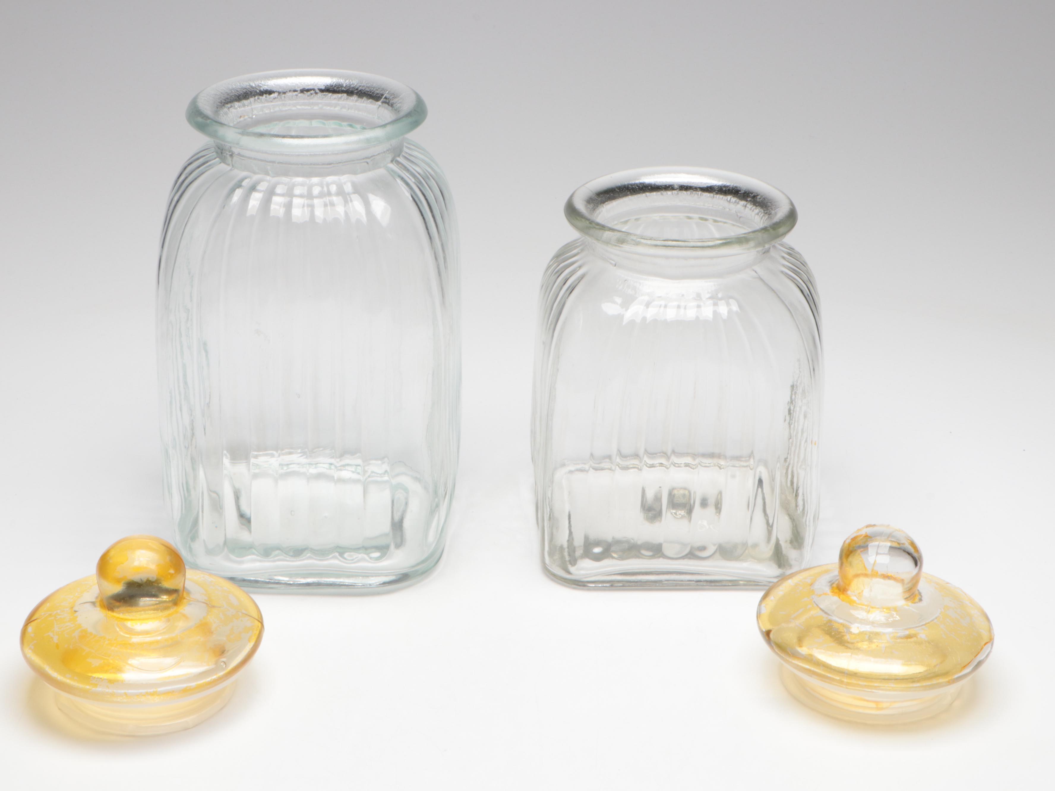 Yellow Top Glass Food Canister Set