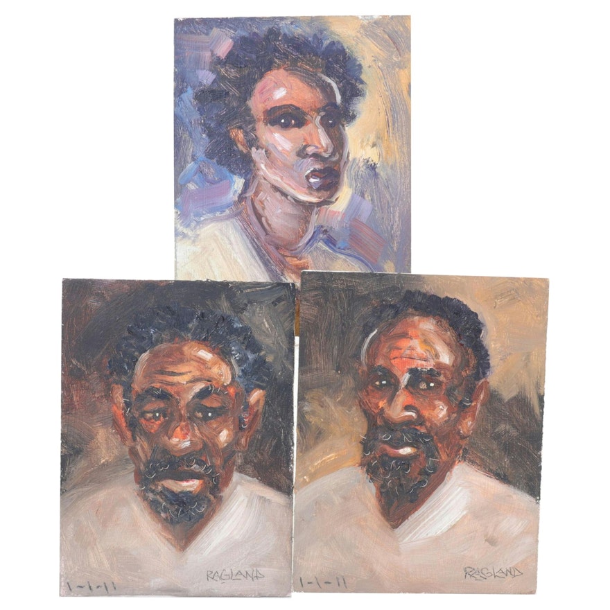 Bob Ragland Trio Of Male Portrait Oil Paintings, 2006-2011