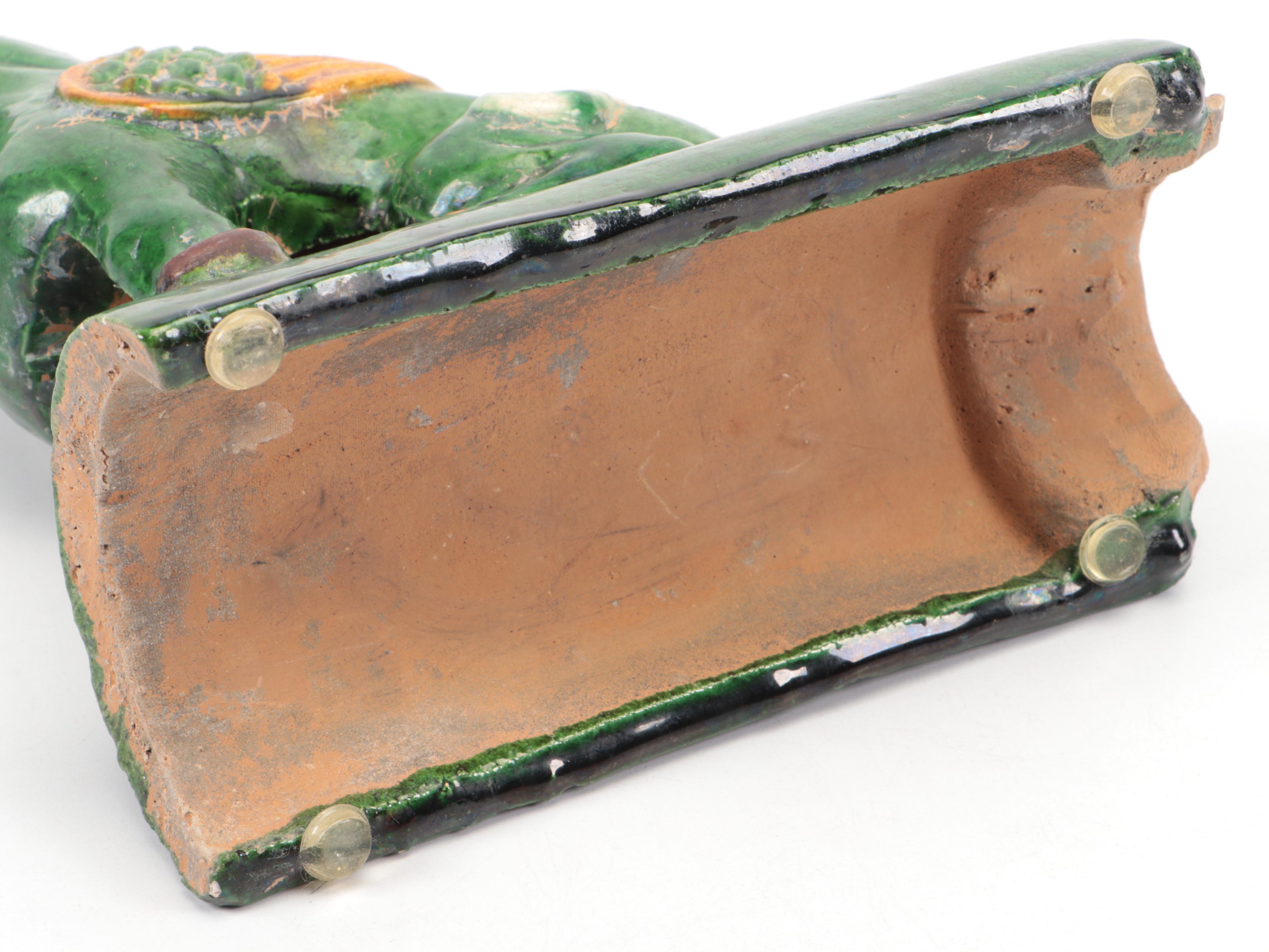 Chinese Sancai Glaze Gansu "Qianlima" Winged Horse Roofing Tile