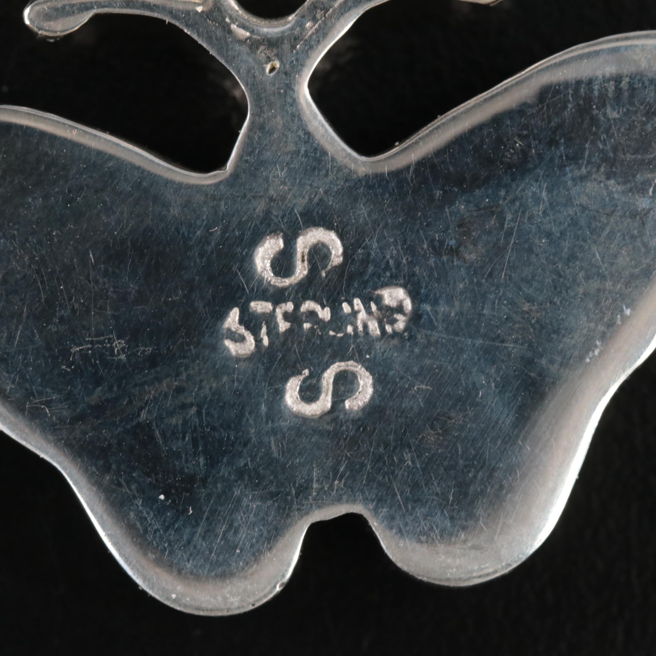 Sterling Gemstone Inlay Butterfly Pendant