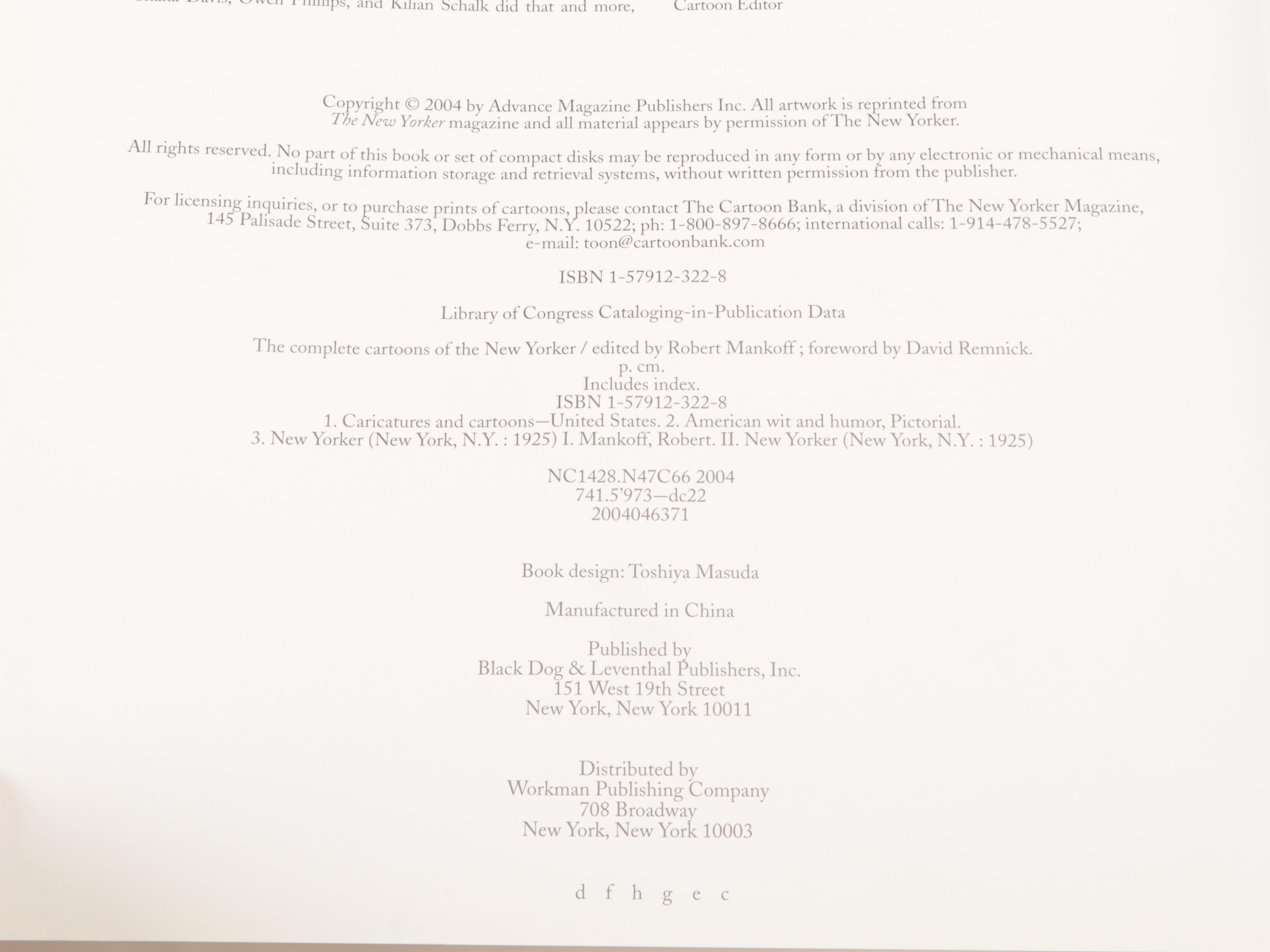 "The Complete Cartoons of The New Yorker" Edited by Robert Mankoff, 2004