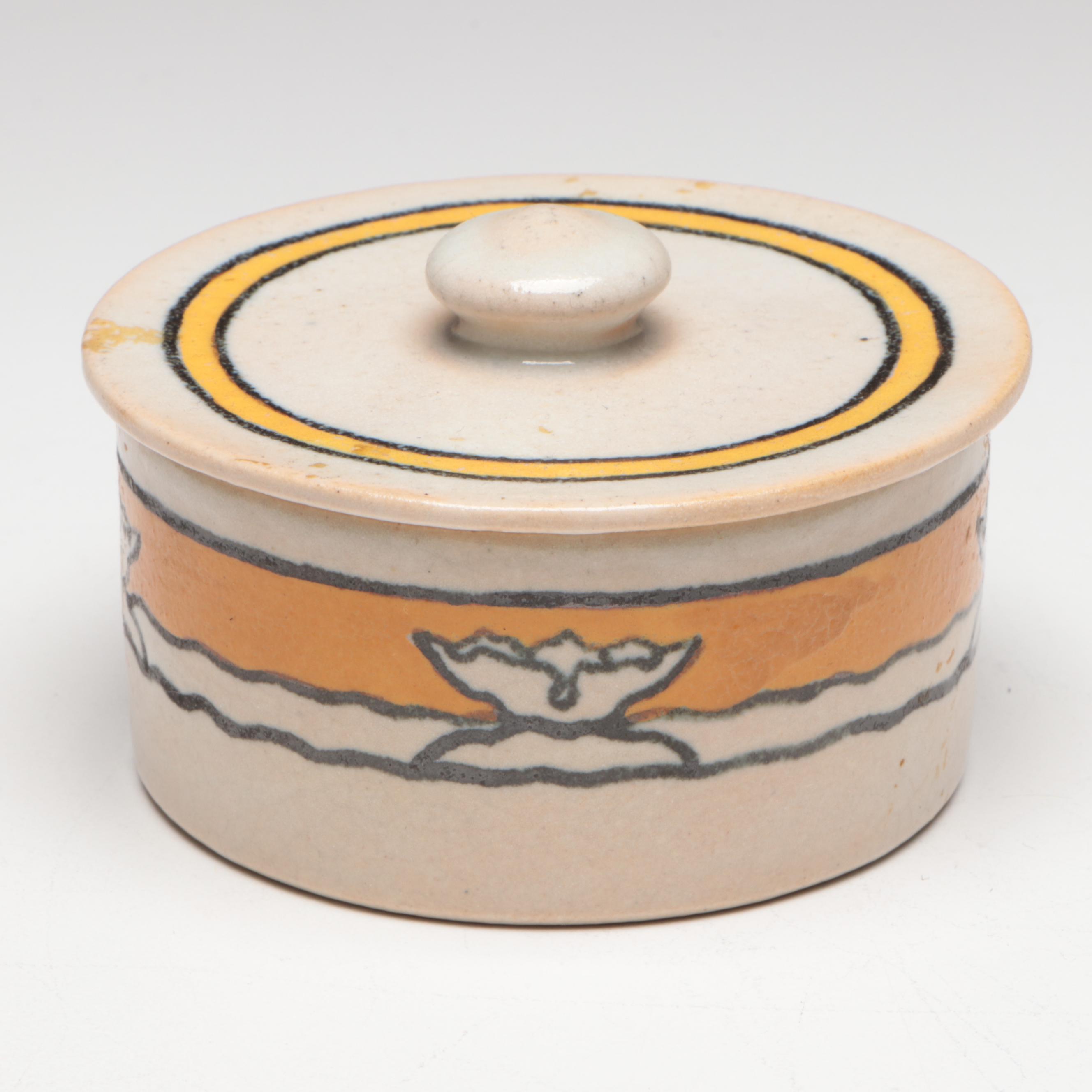 Saturday Evening Girls Paul Revere Pottery Lotus Pattern Covered Jar, 1915