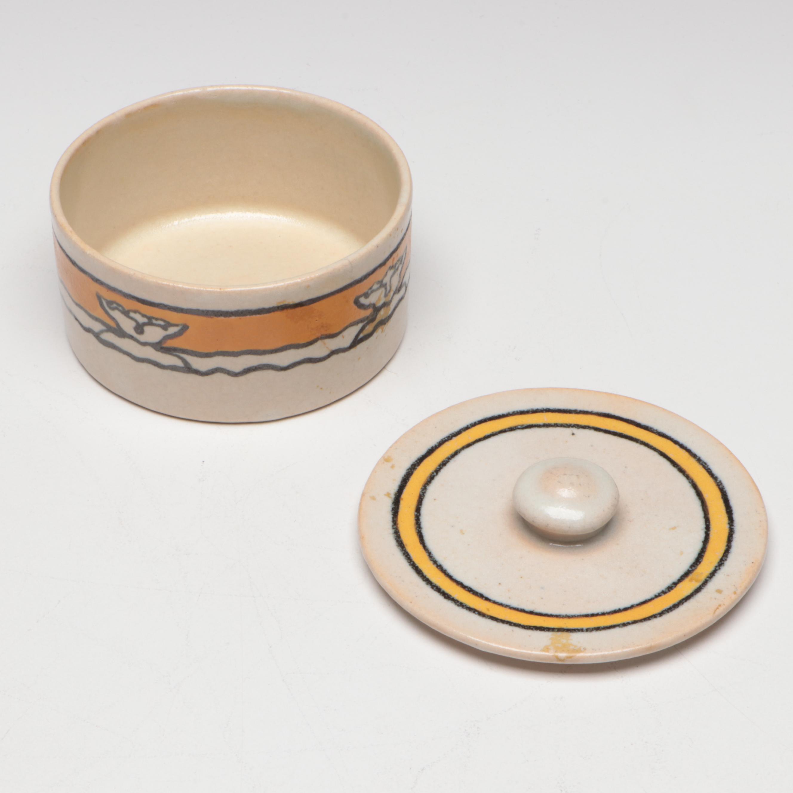 Saturday Evening Girls Paul Revere Pottery Lotus Pattern Covered Jar, 1915