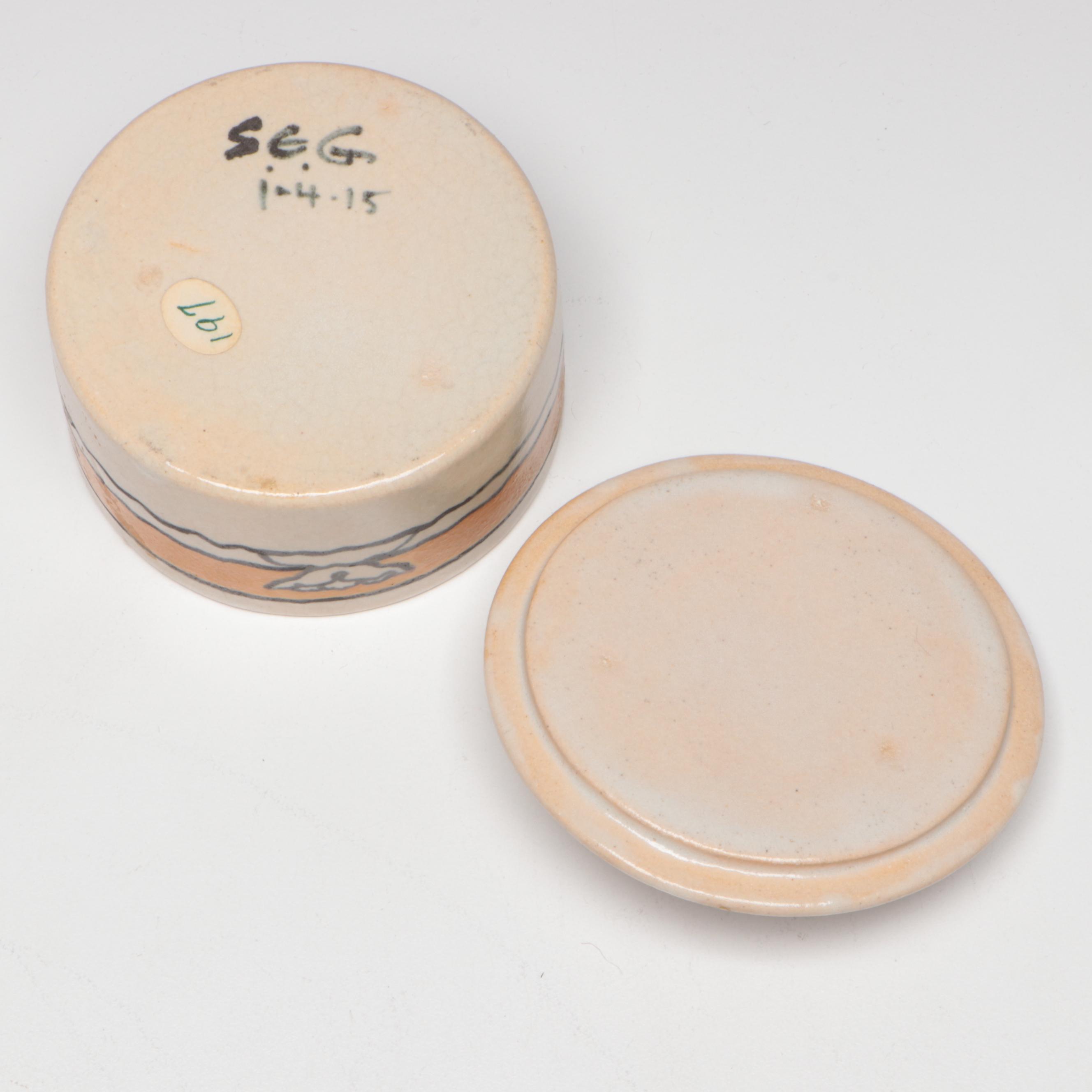 Saturday Evening Girls Paul Revere Pottery Lotus Pattern Covered Jar, 1915