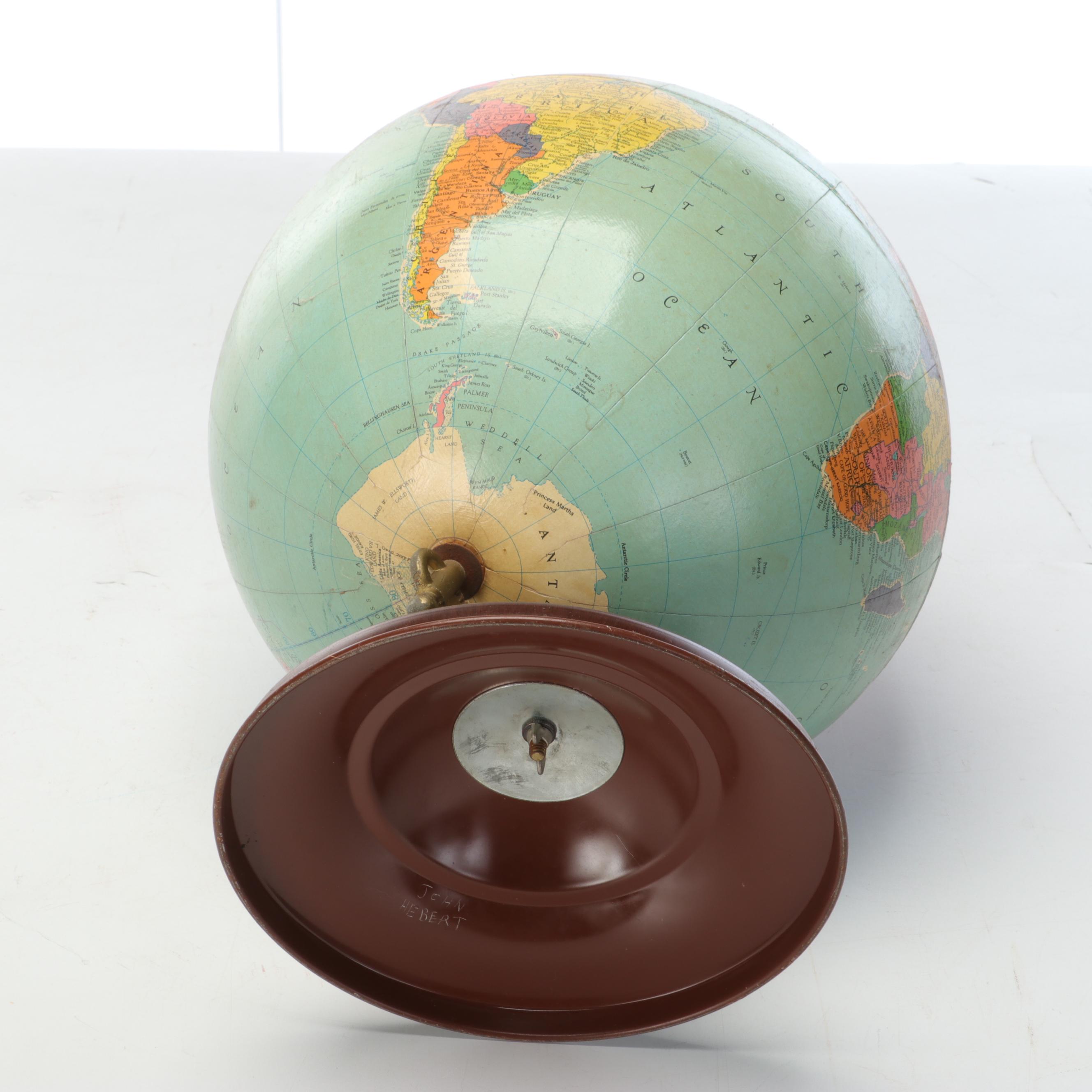 Replogle "Land and Sea" Standing With Other Geographic World Globe, Vintage