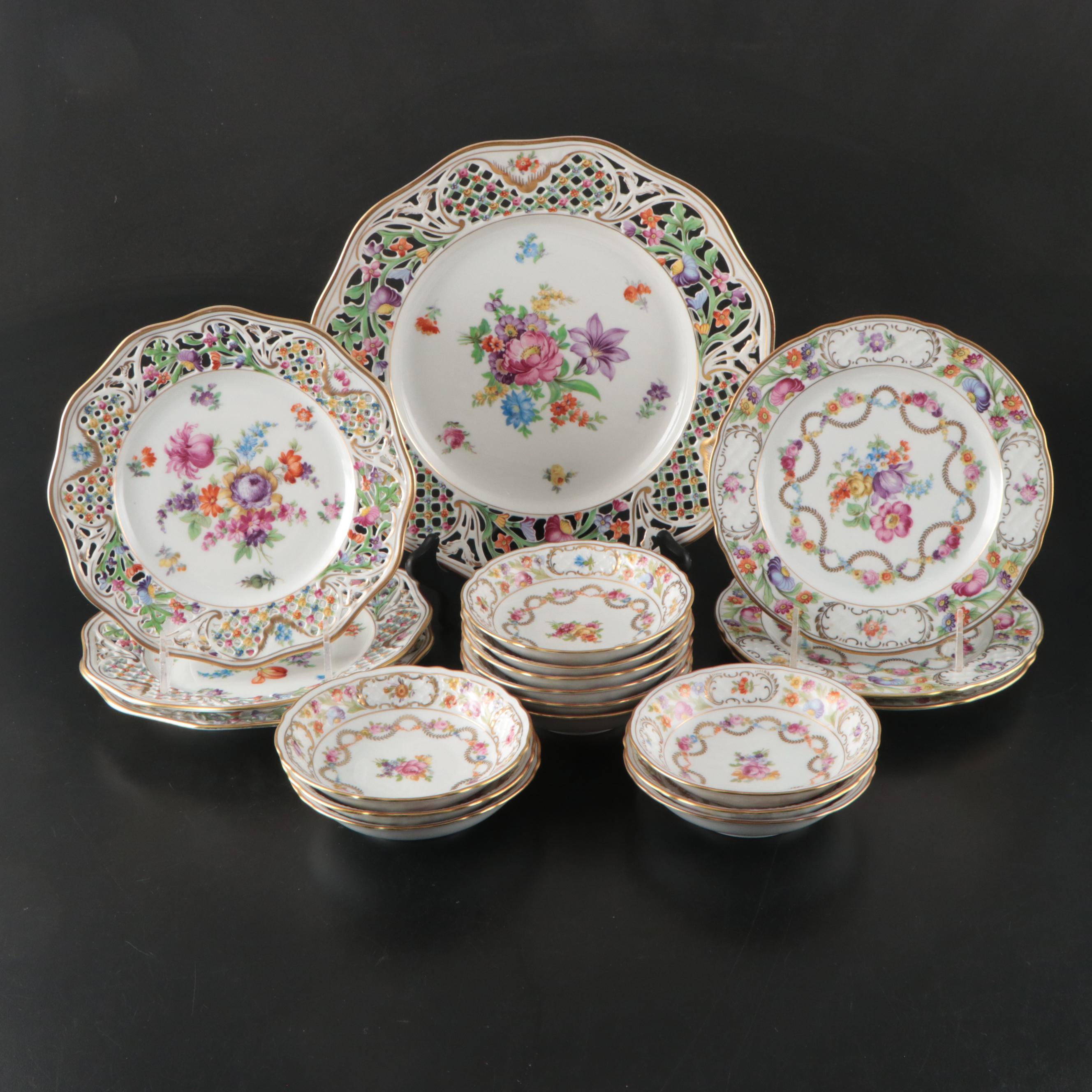 Schumann "Dresdner Art" Plates and "Chateau Dresden" Porcelain Bowls and Plates