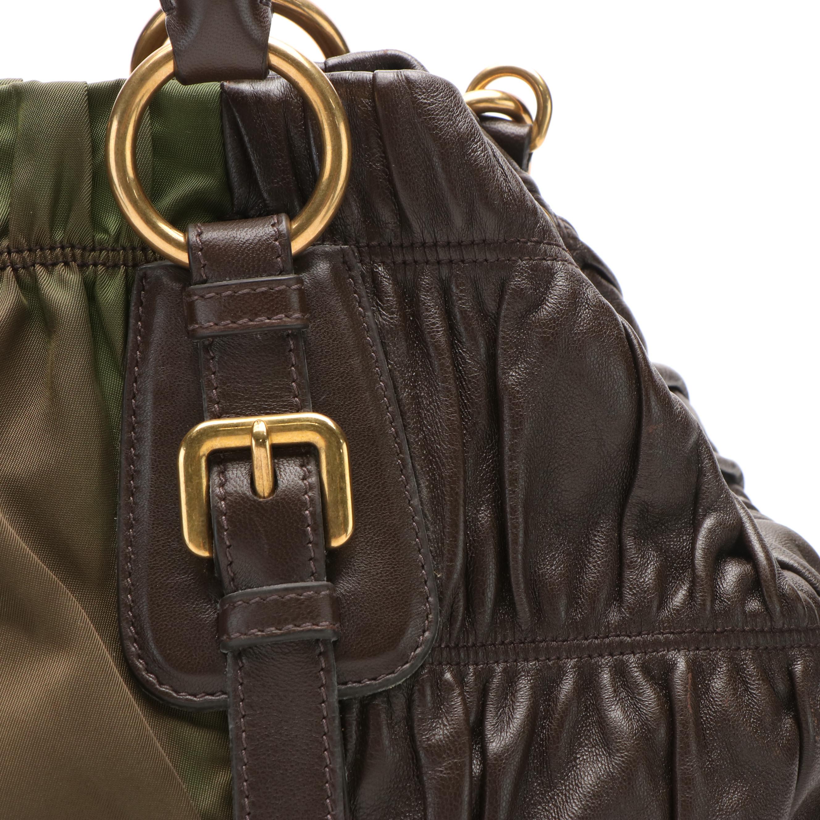 Prada Handbag in Tessuto Nylon and Nappa Gaufre Leather