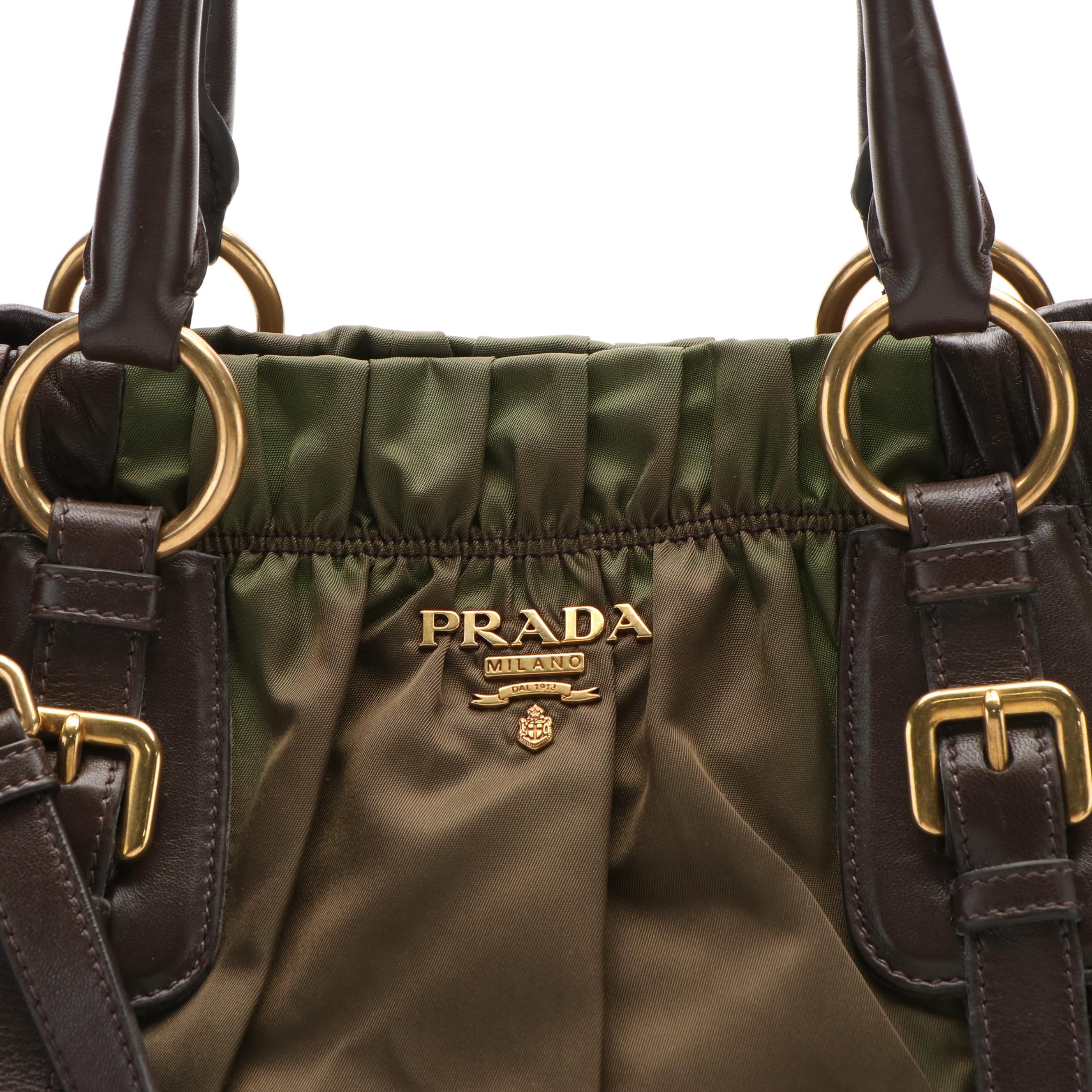 Prada Handbag in Tessuto Nylon and Nappa Gaufre Leather