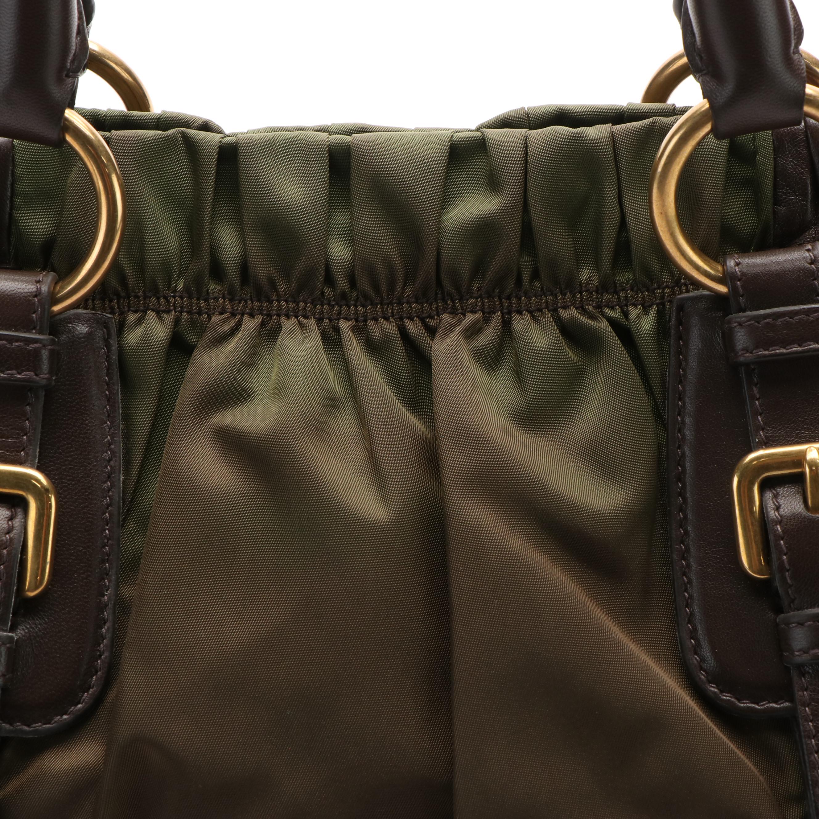 Prada Handbag in Tessuto Nylon and Nappa Gaufre Leather