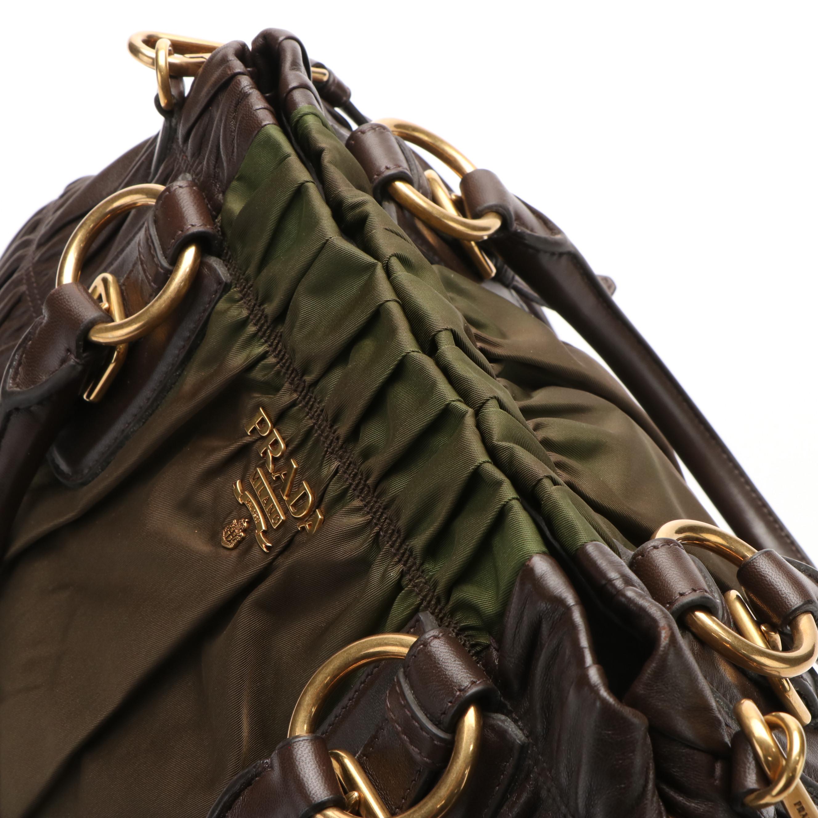 Prada Handbag in Tessuto Nylon and Nappa Gaufre Leather