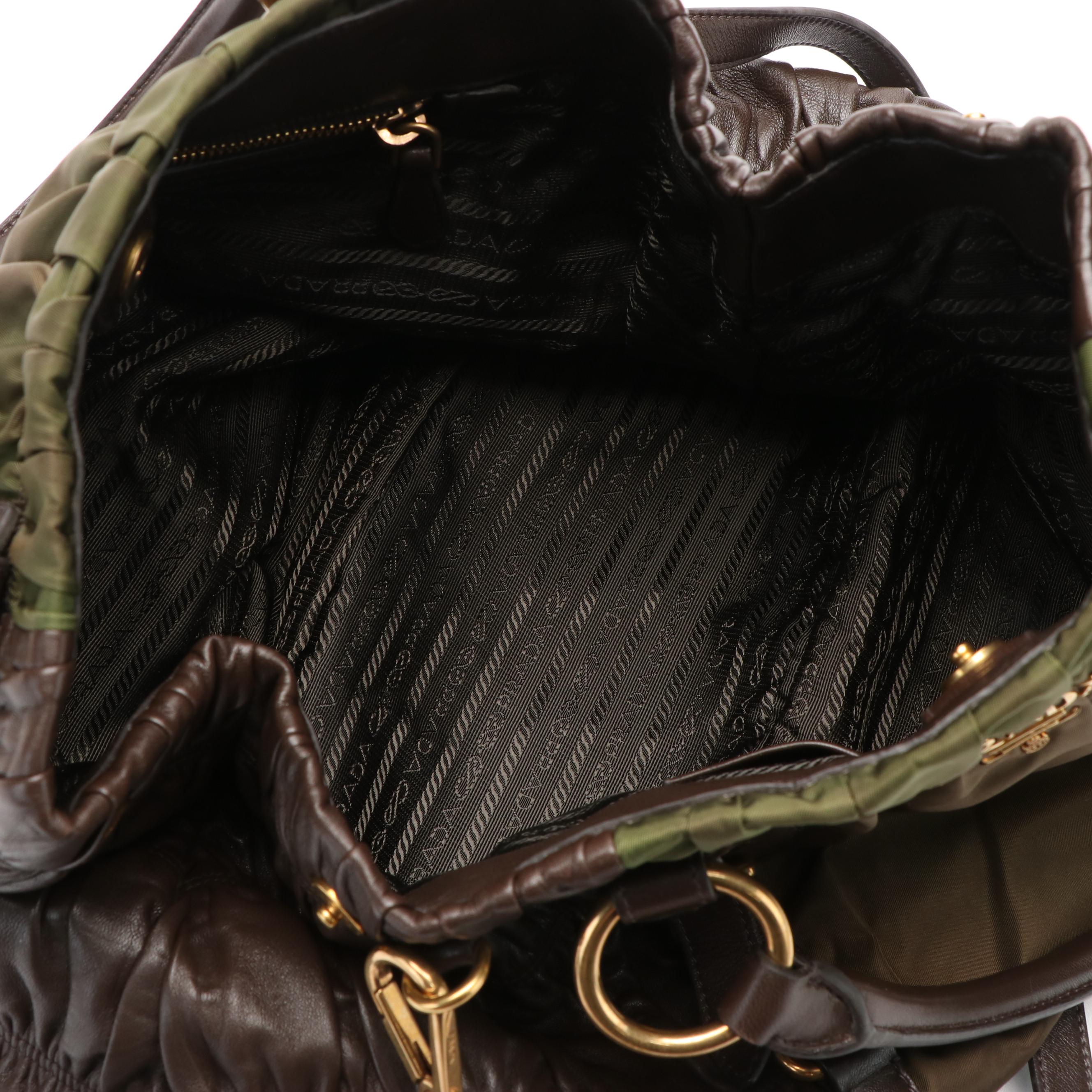 Prada Handbag in Tessuto Nylon and Nappa Gaufre Leather