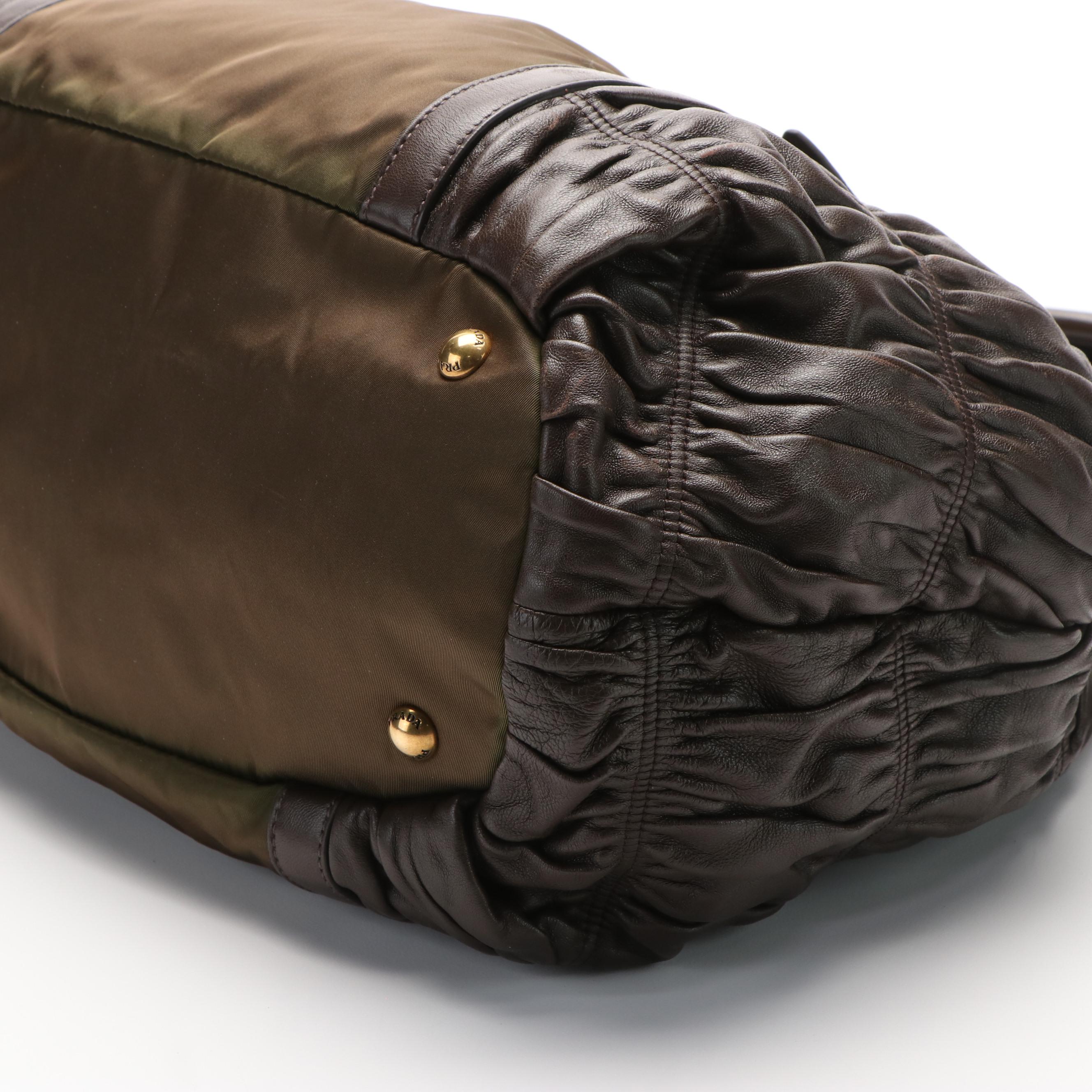 Prada Handbag in Tessuto Nylon and Nappa Gaufre Leather