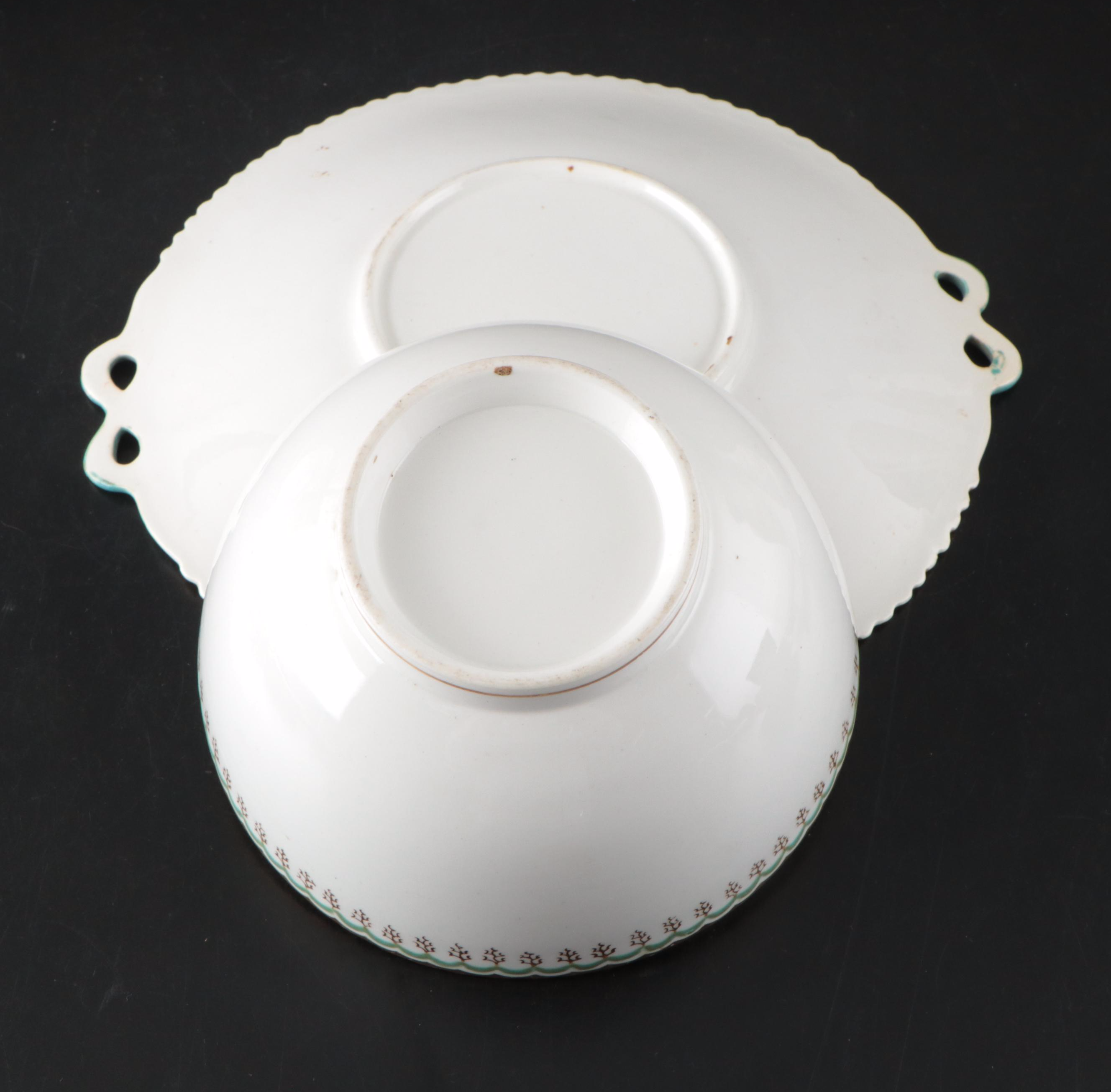 Herend "Chinese Bouquet Rust" Porcelain Saucers with Other Tableware