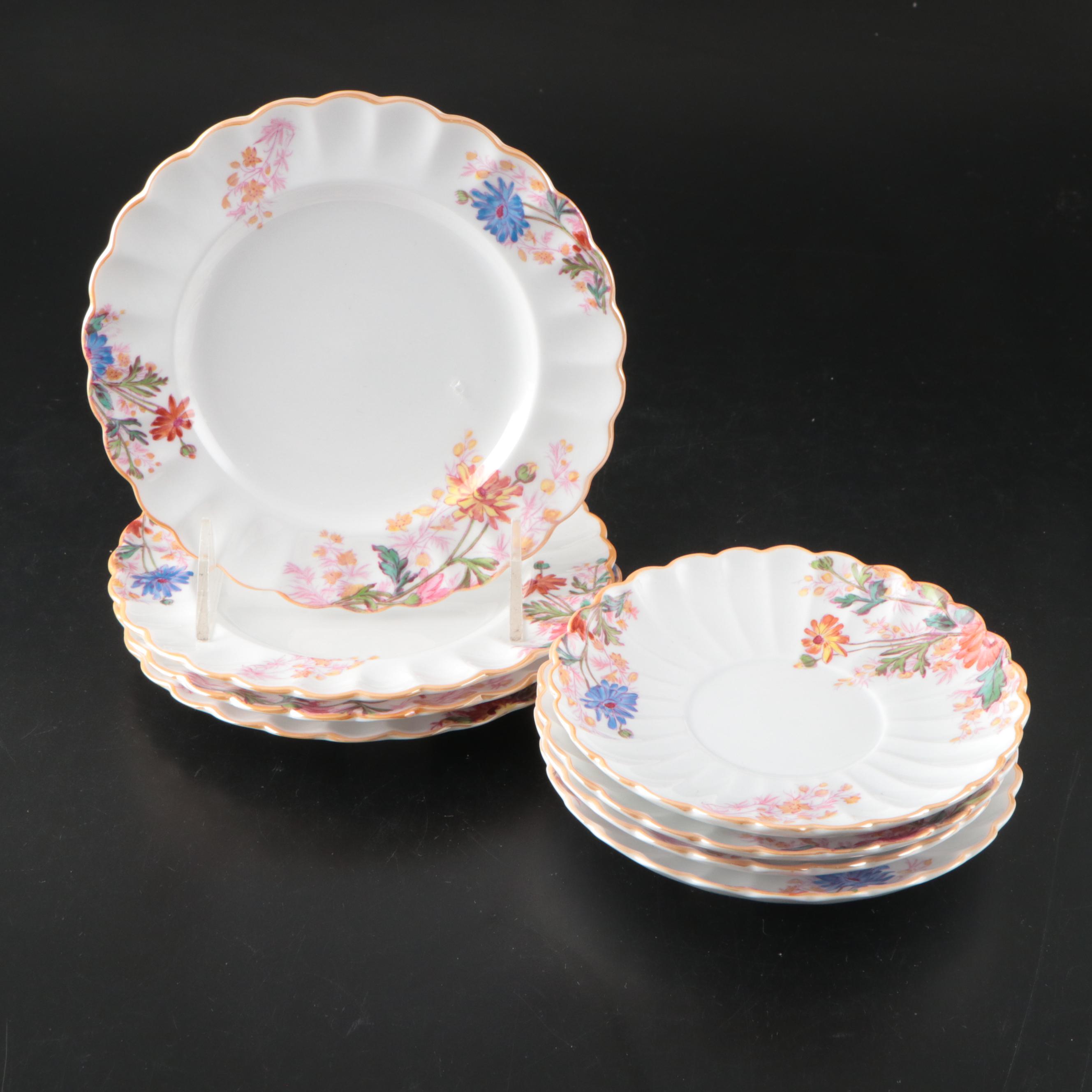Herend "Chinese Bouquet Rust" Porcelain Saucers with Other Tableware