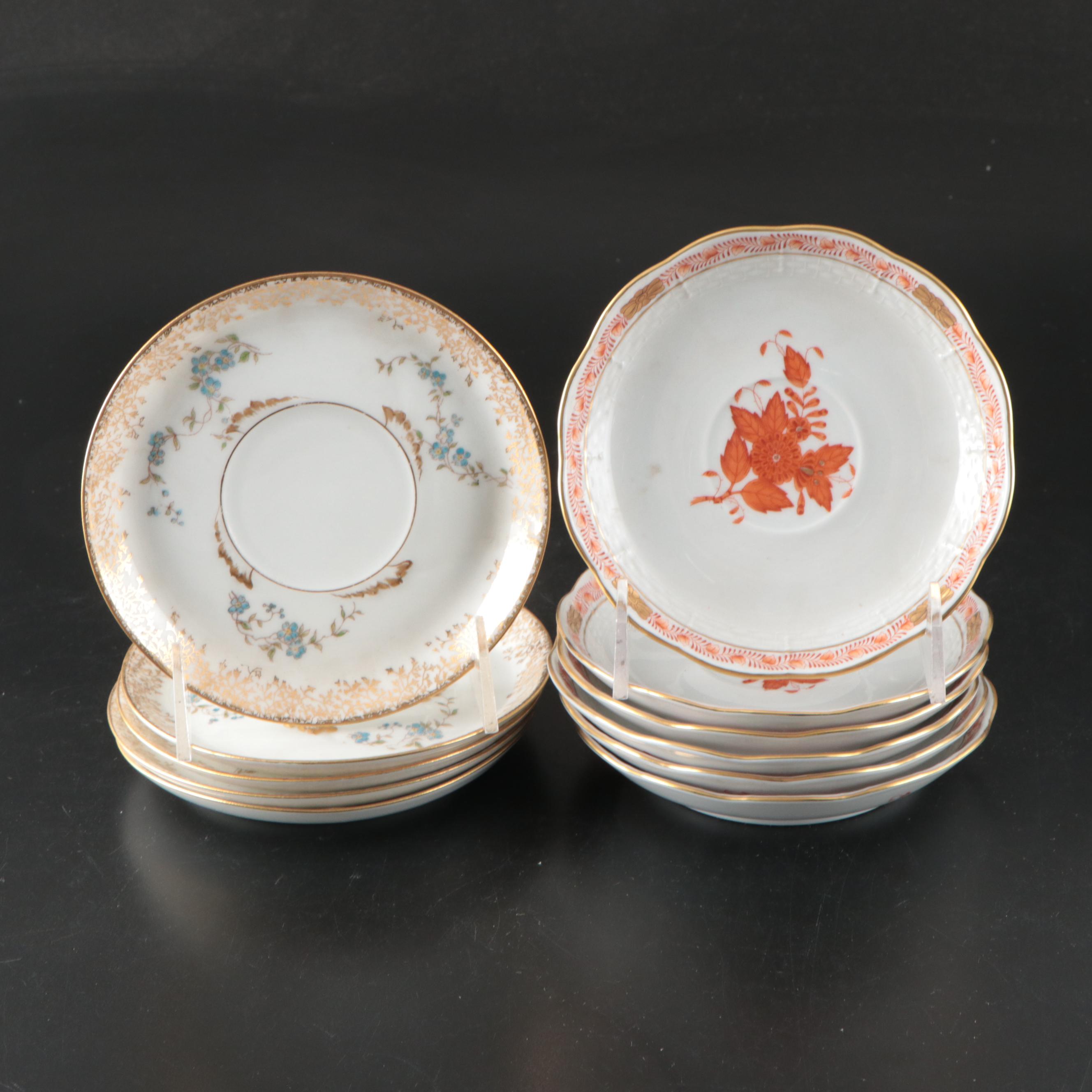 Herend "Chinese Bouquet Rust" Porcelain Saucers with Other Tableware