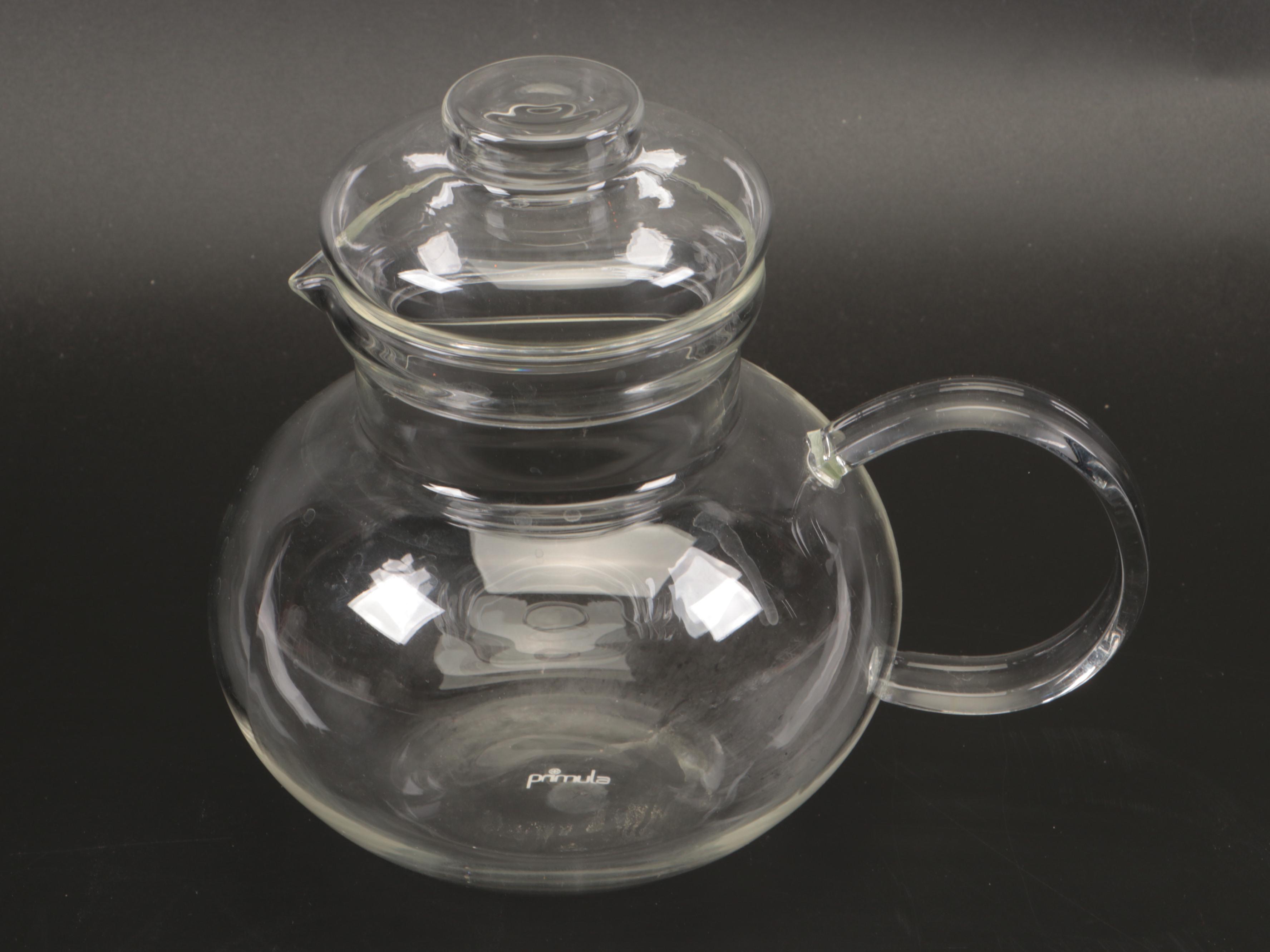 Primula Glass Teapot with Demitasse Spoons and Other Tableware