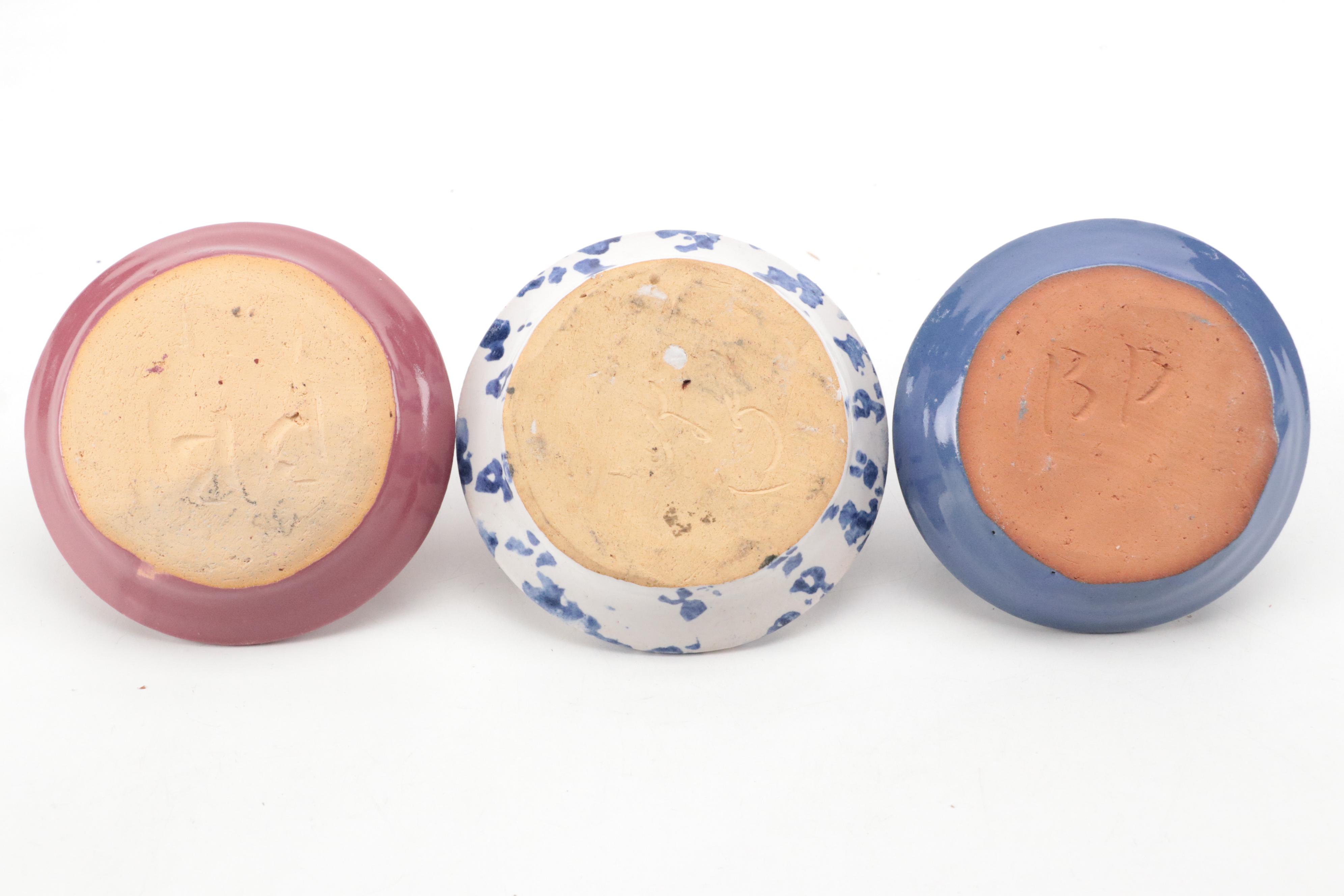 Bybee Pottery Chambersticks, Mug and Spongeware Collection, Mid-Late 20th C.