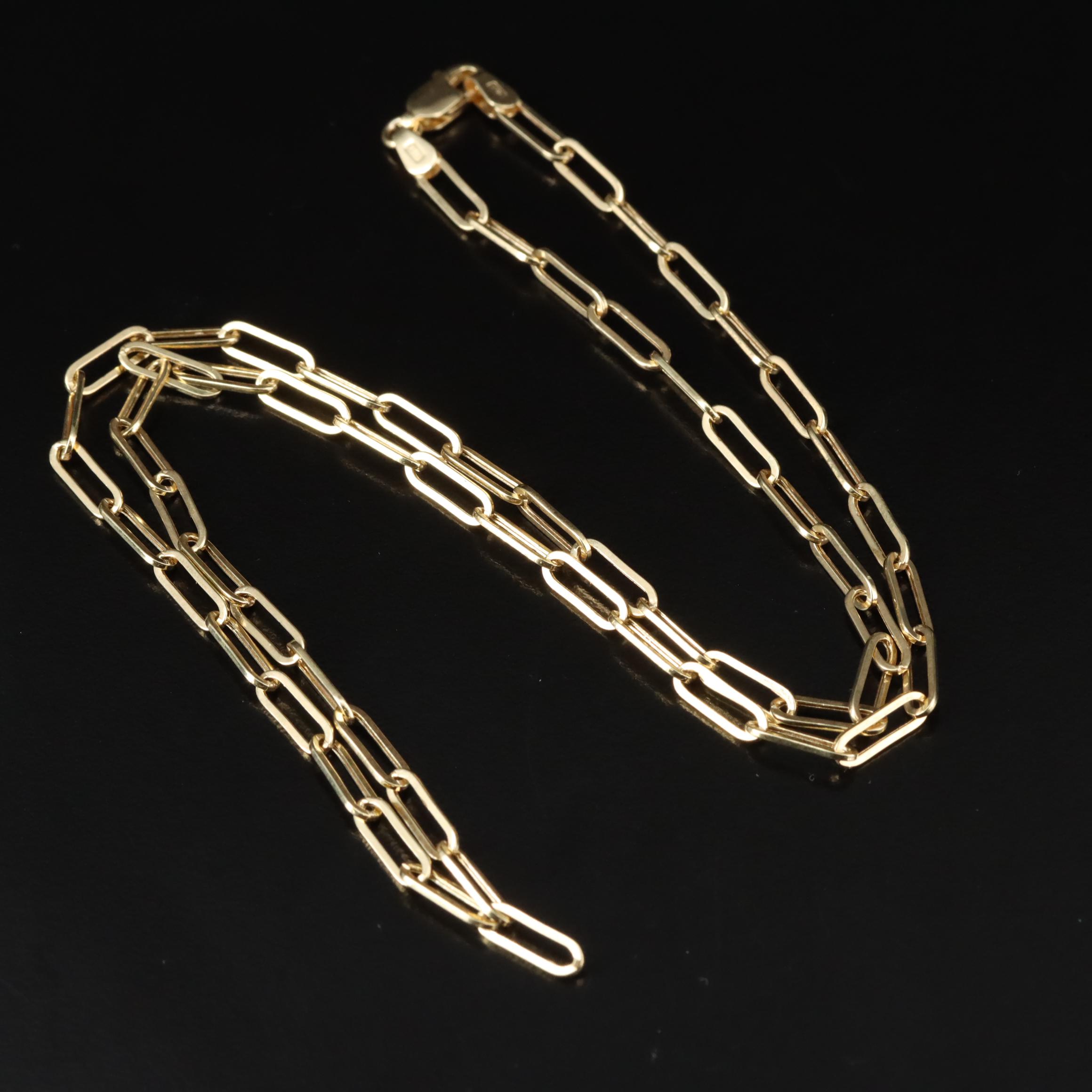 10K Paper Clip Link Necklace