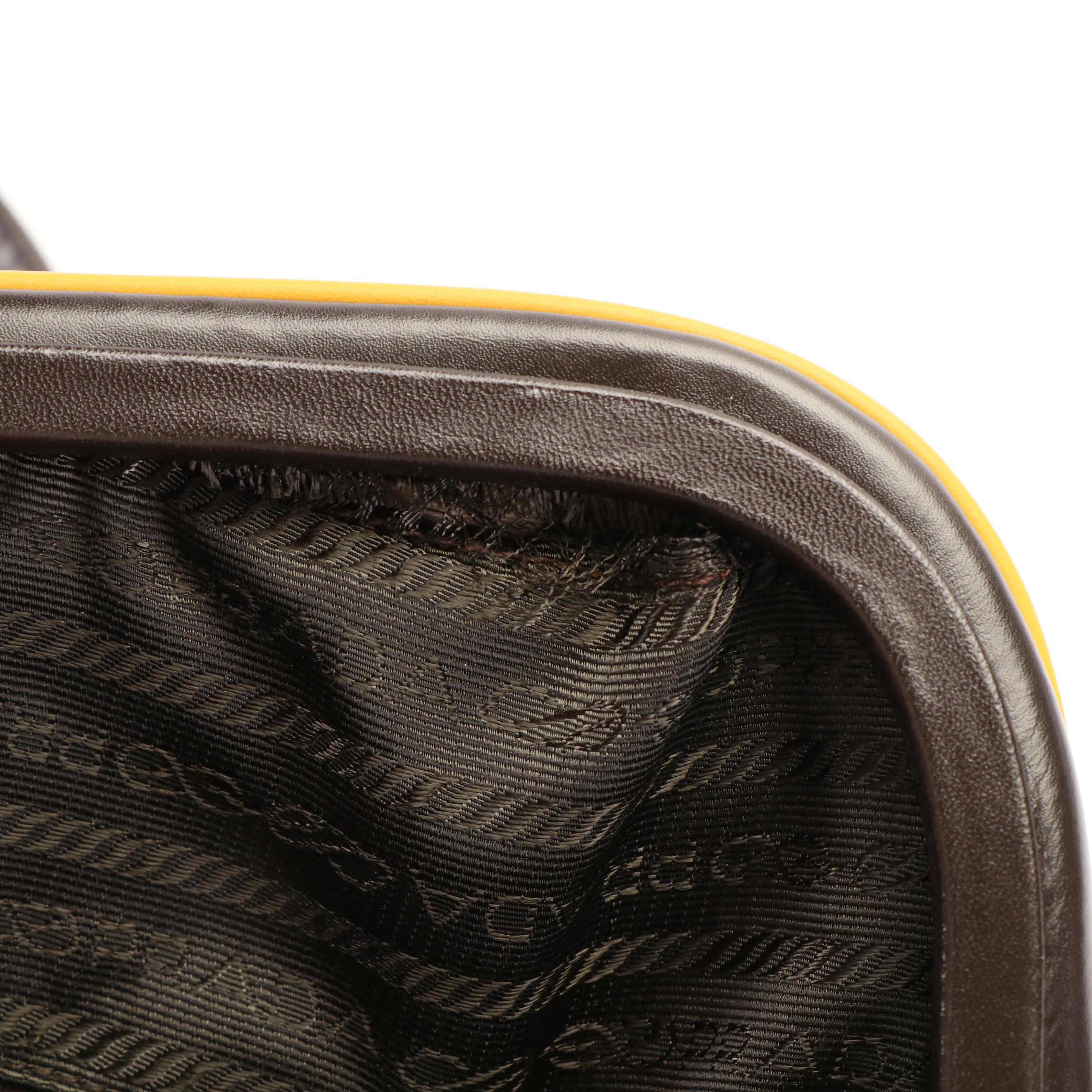 Prada Frame Bag in Brown Vitello Leather