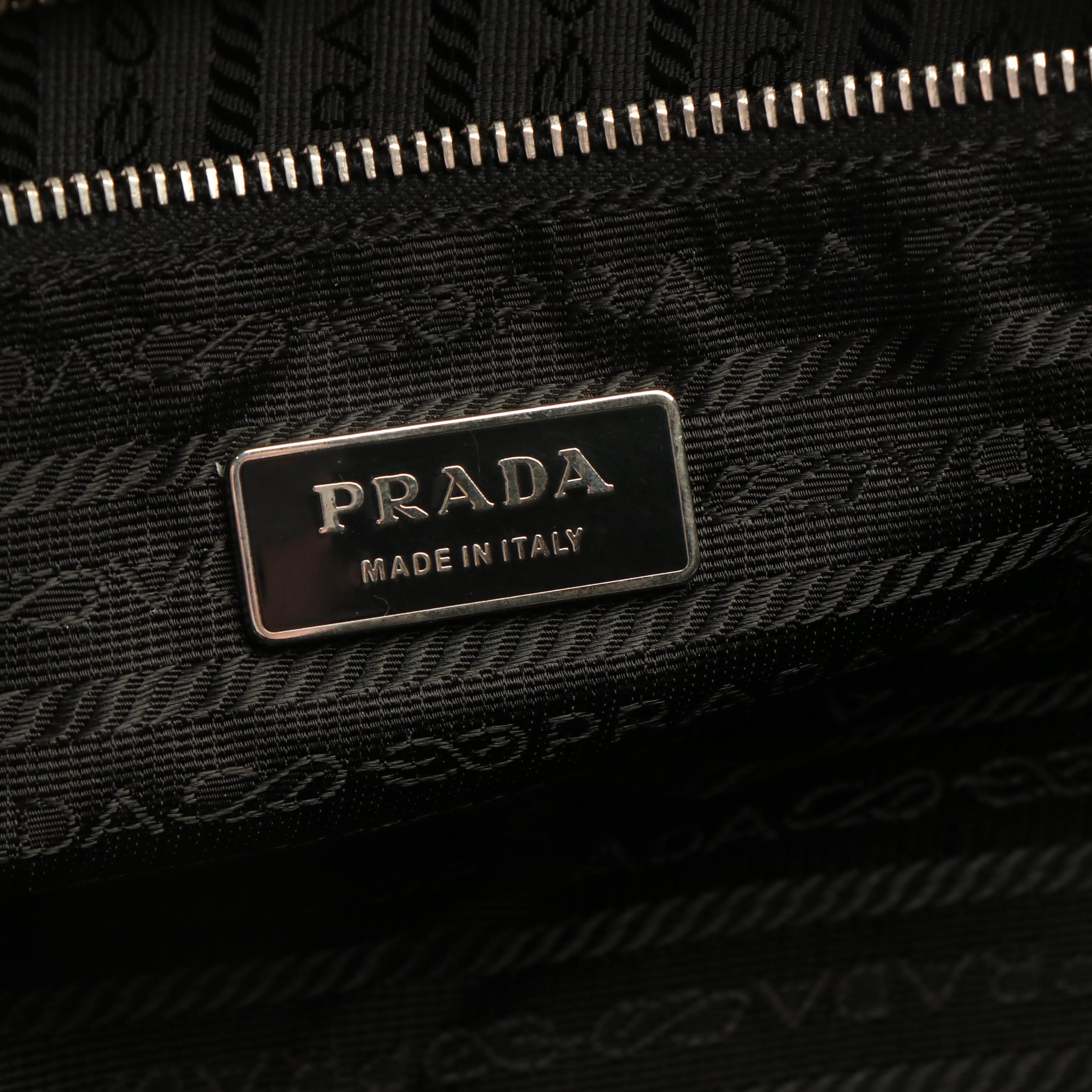 Prada Triangle Logo Tessuto Black Nylon and Leather Shoulder Bag