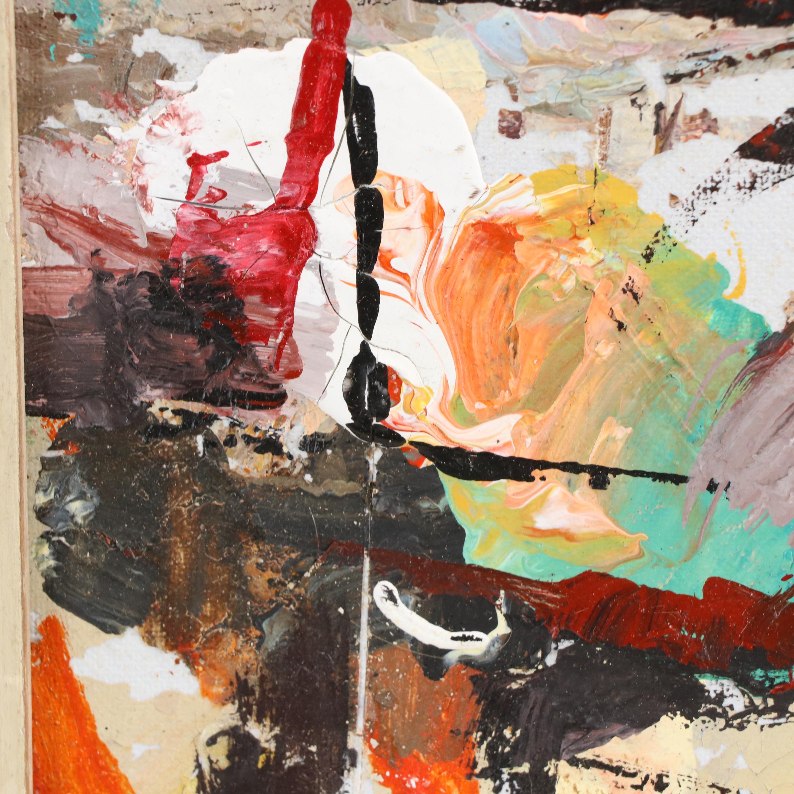 Abstract Expressionist Oil Painting, Mid-20th Century