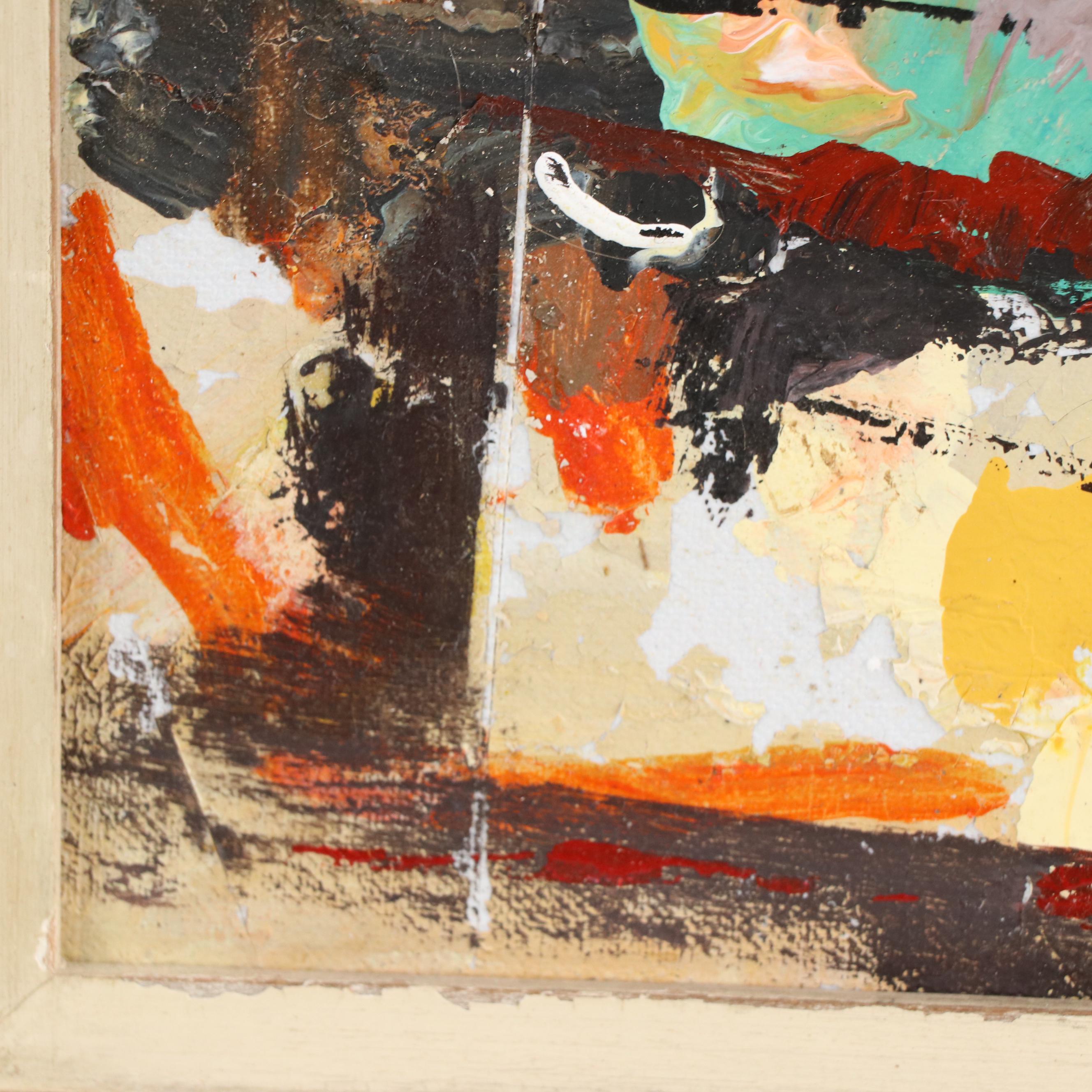 Abstract Expressionist Oil Painting, Mid-20th Century