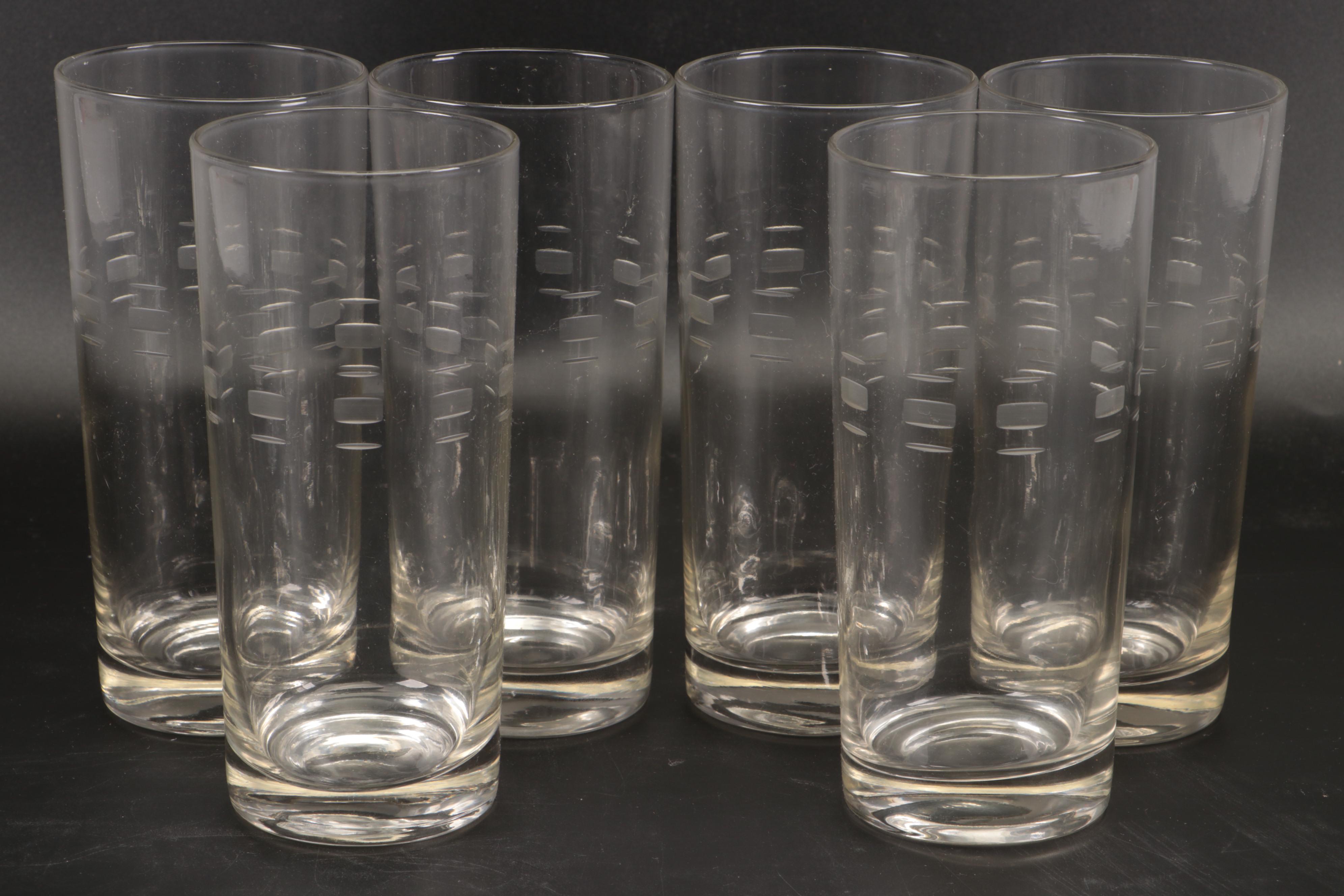 Cut Glass Water Glasses with Crystal Highball Glasses & Etched Crystal Stemware