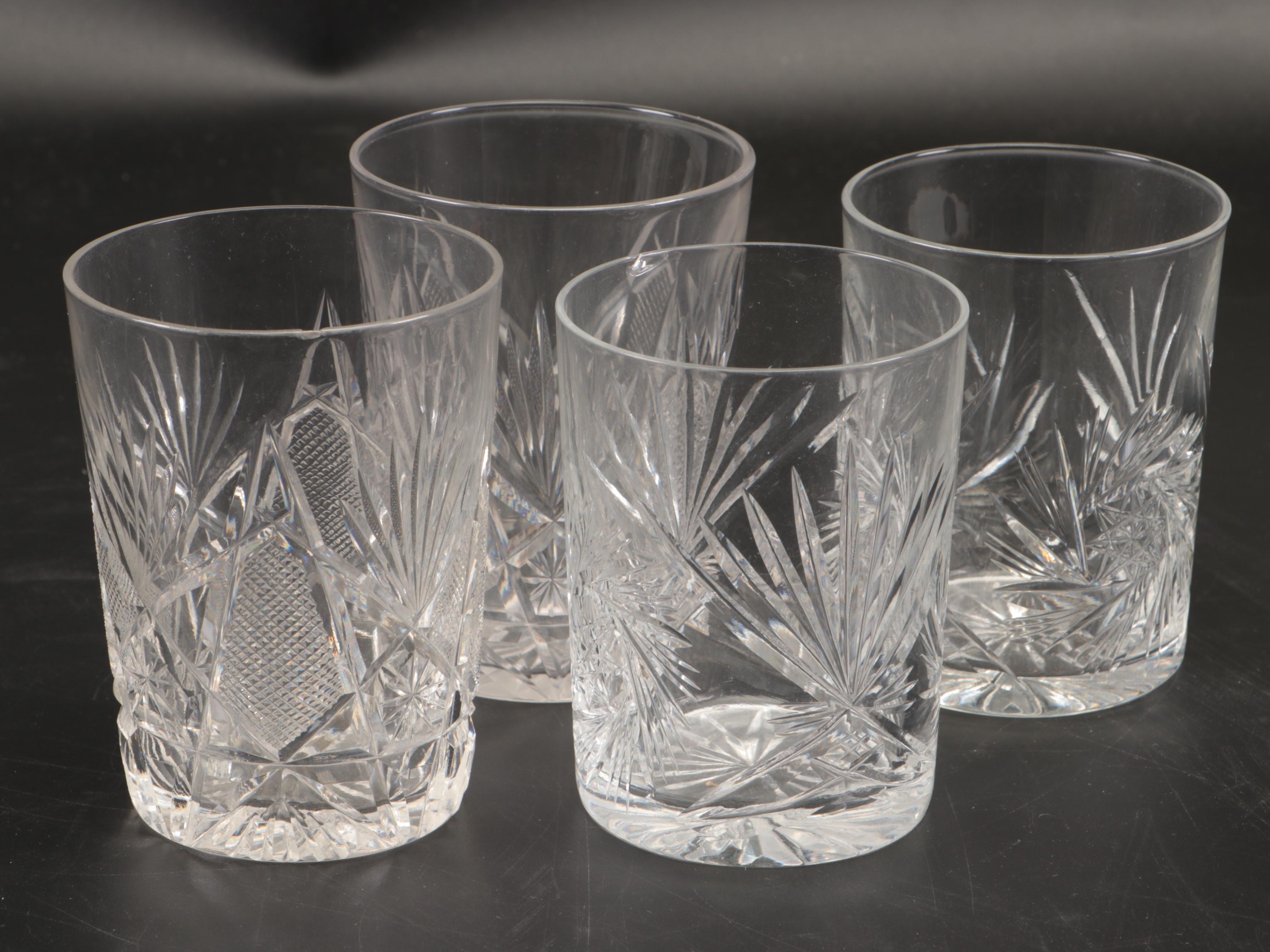 Cut Glass Water Glasses with Crystal Highball Glasses & Etched Crystal Stemware